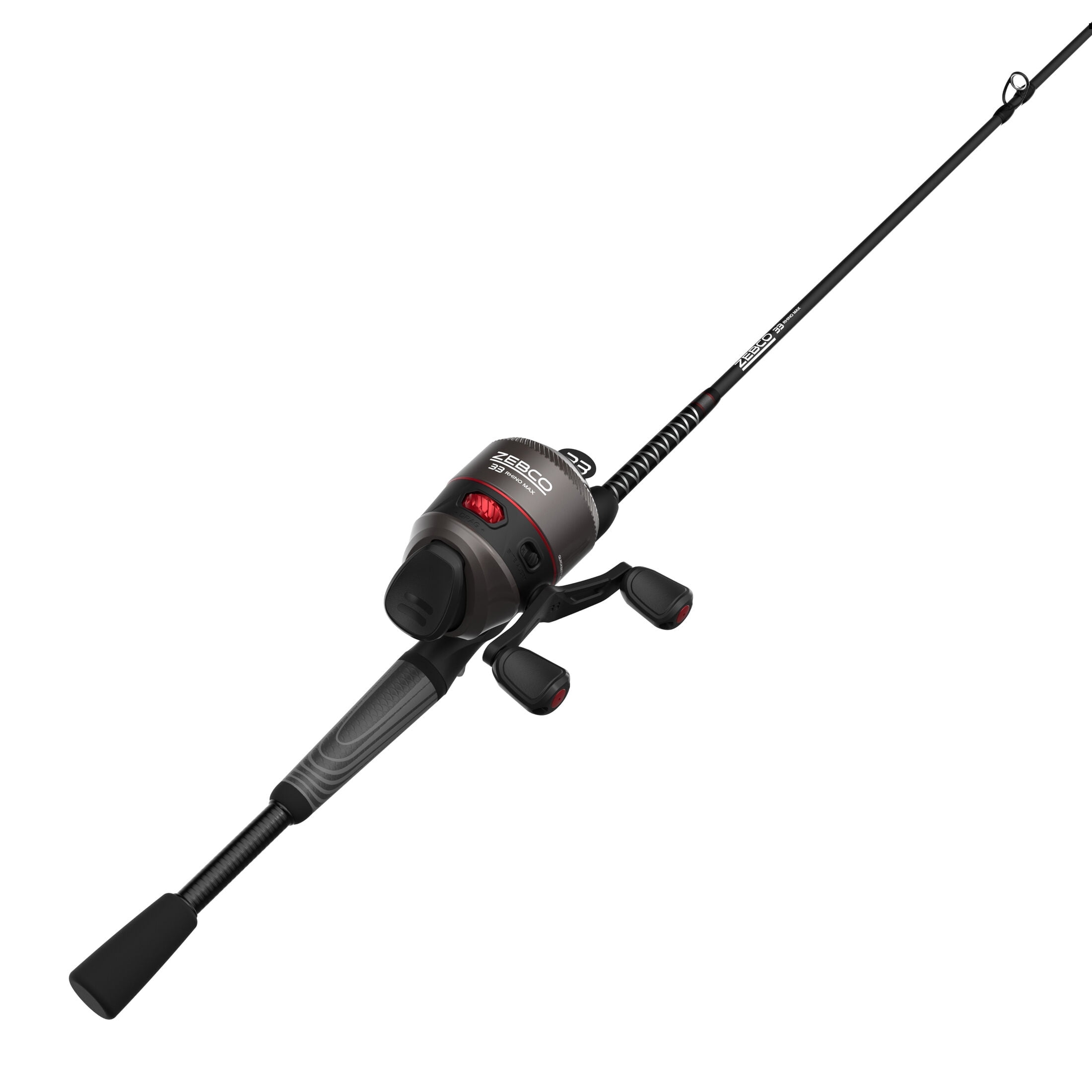 Zebco 33 Rhino Max Spincast Reel and Fishing Rod Combo, 6-Foot 6-Inch Rod, Gray/Black