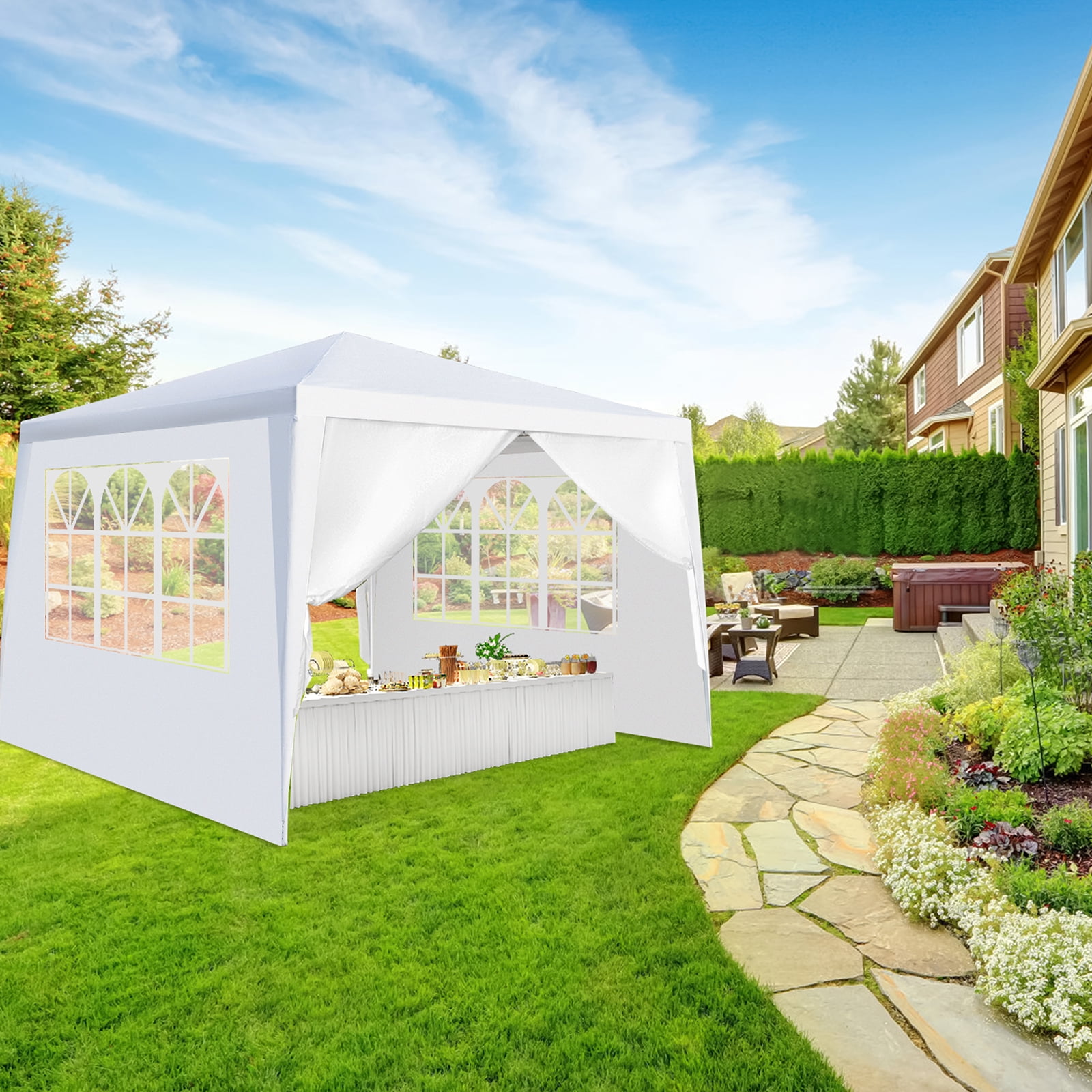 Zimtown 10' x 10' Canopy Party Tent Practical Outdoor Tent for Parties-4 Sidewalls