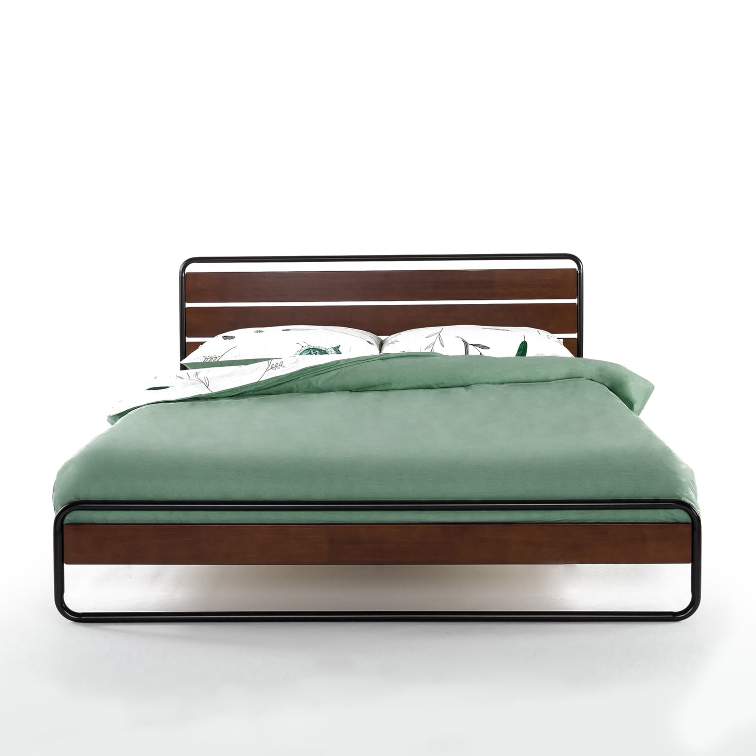 Zinus Therese 32" Metal Platform Bed Frame, Wood Finish, Full