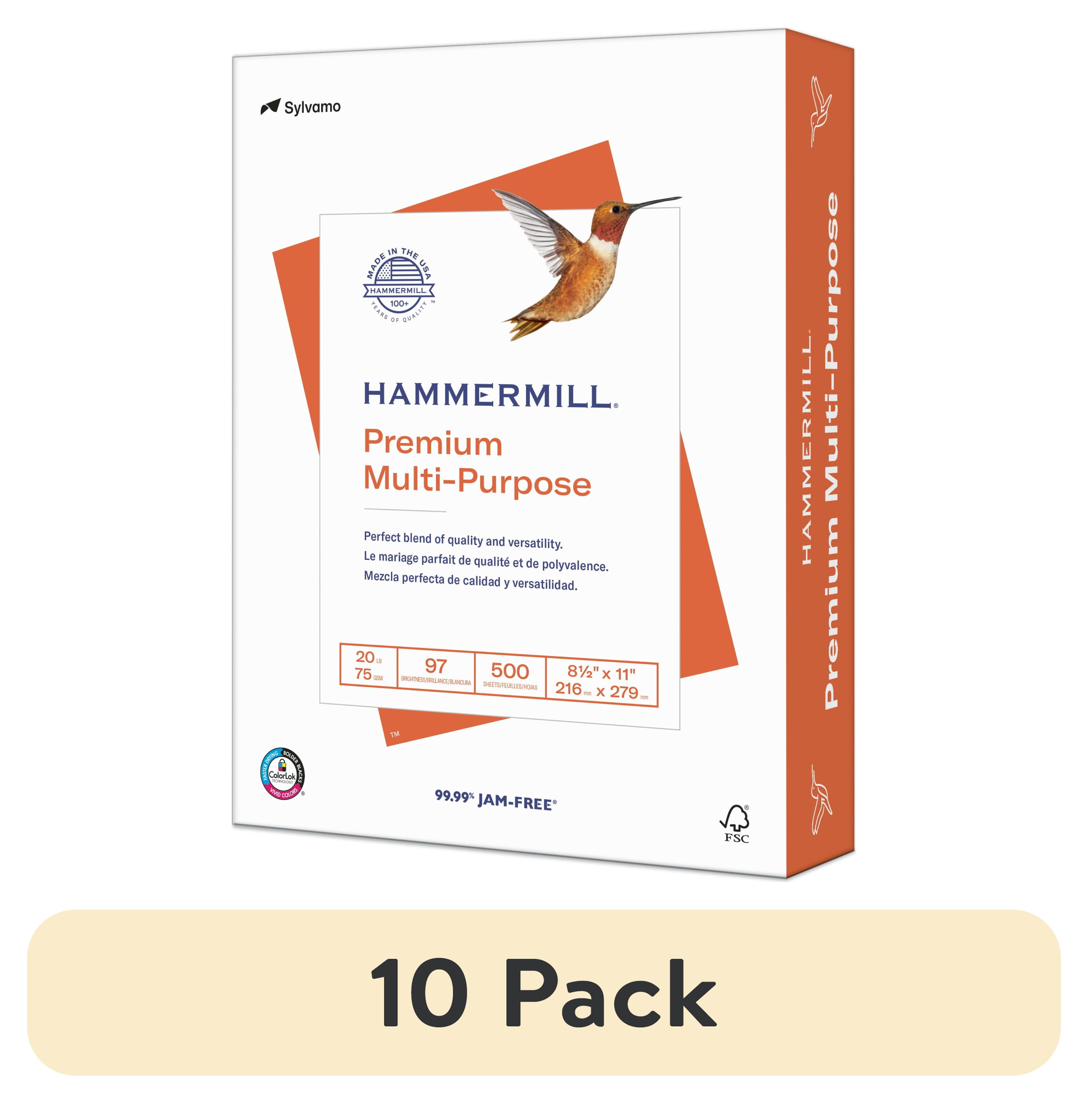(10 pack) Hammermill Premium Multi-Purpose Paper, White, 20lb, 8.5x11, 1 Ream (500 Sheets), New