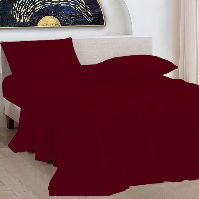 100% Pure Egyptian Cotton 800 Thread Count Sheet Set, 4 Pc Set, Sateen Weave, Hotel Collection Soft Luxury Bedding, Fits Upto 21" Inch Deep Pocket (Burgundy Stripe, California King Size)