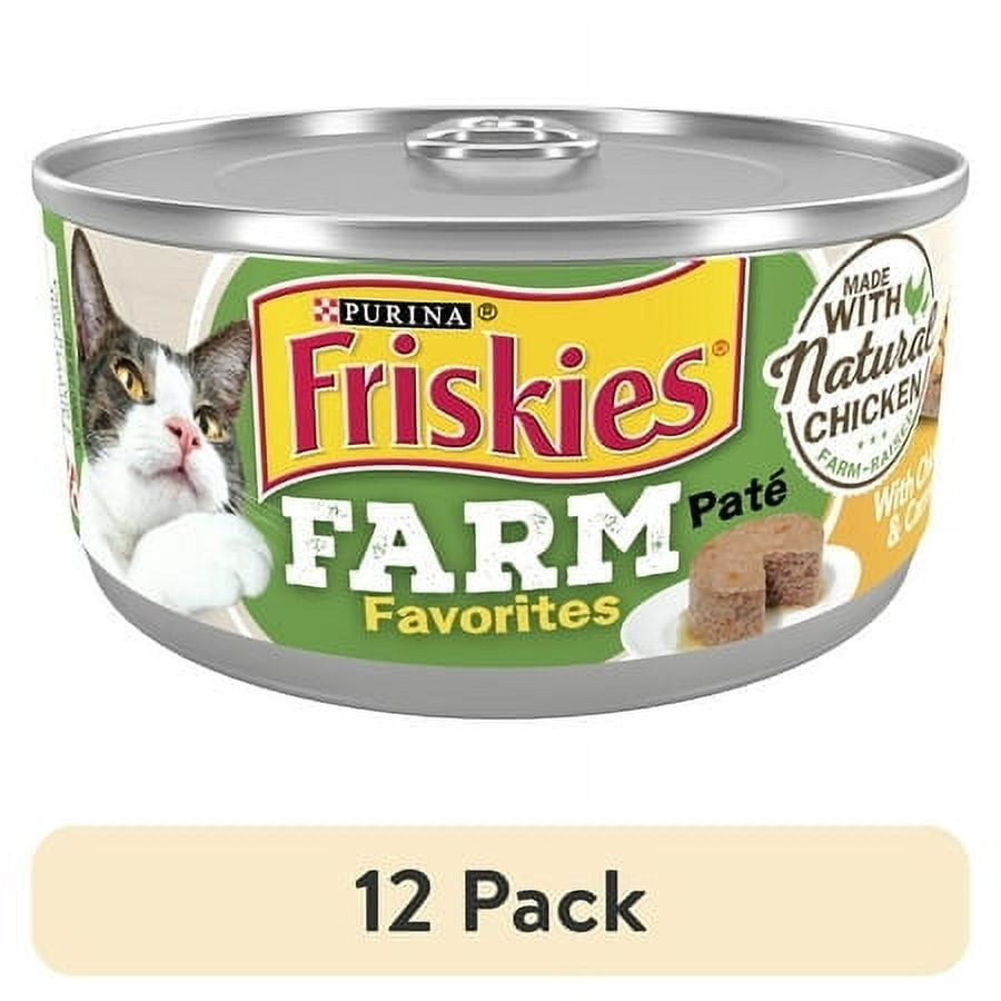 (12 pack) Purina Friskies Farm Favorites Pate, Chicken Carrot, Wet Cat Food, 5.5 oz Can