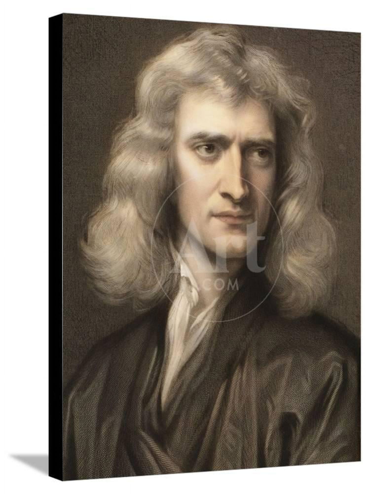 1689 Sir Isaac Newton Portrait Young, Figurative Stretched Canvas Wall Art by Paul Stewart Sold by Art.Com