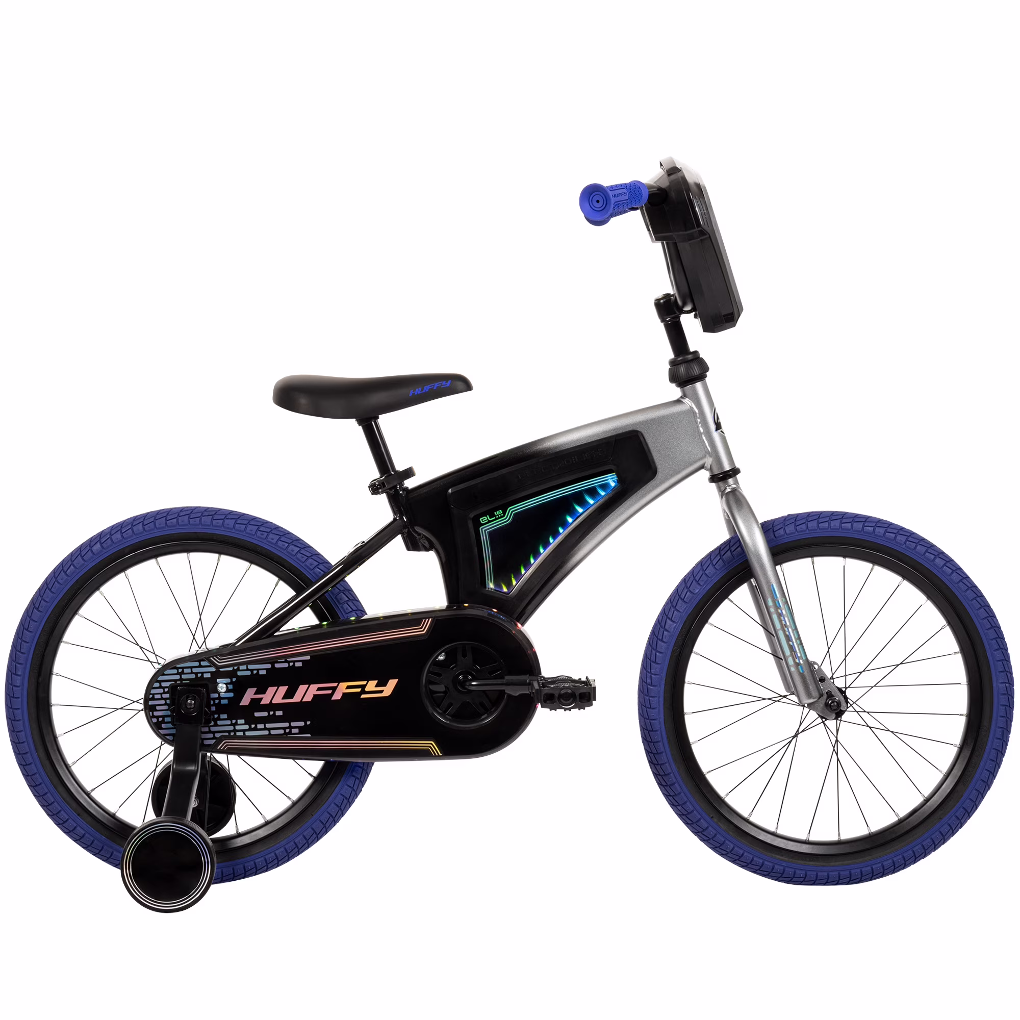 Huffy 18" Electro-Light Kids' Bike, Fits Riders 3'6" - 4'1", Grey/Purple, Kids, Unisex