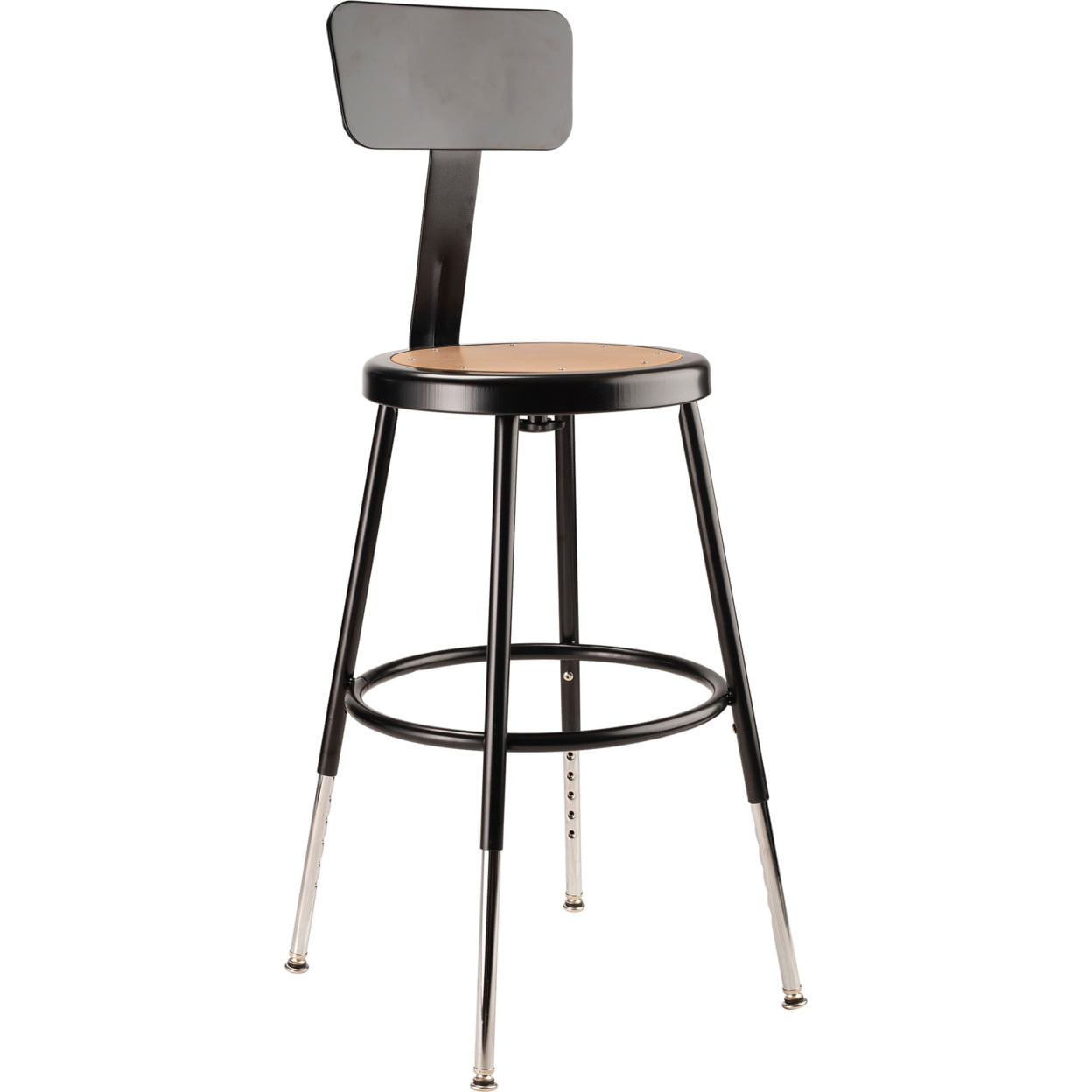 18.5 -26.5" Height Adjustable Heavy Duty Steel Stool with Backrest - Black