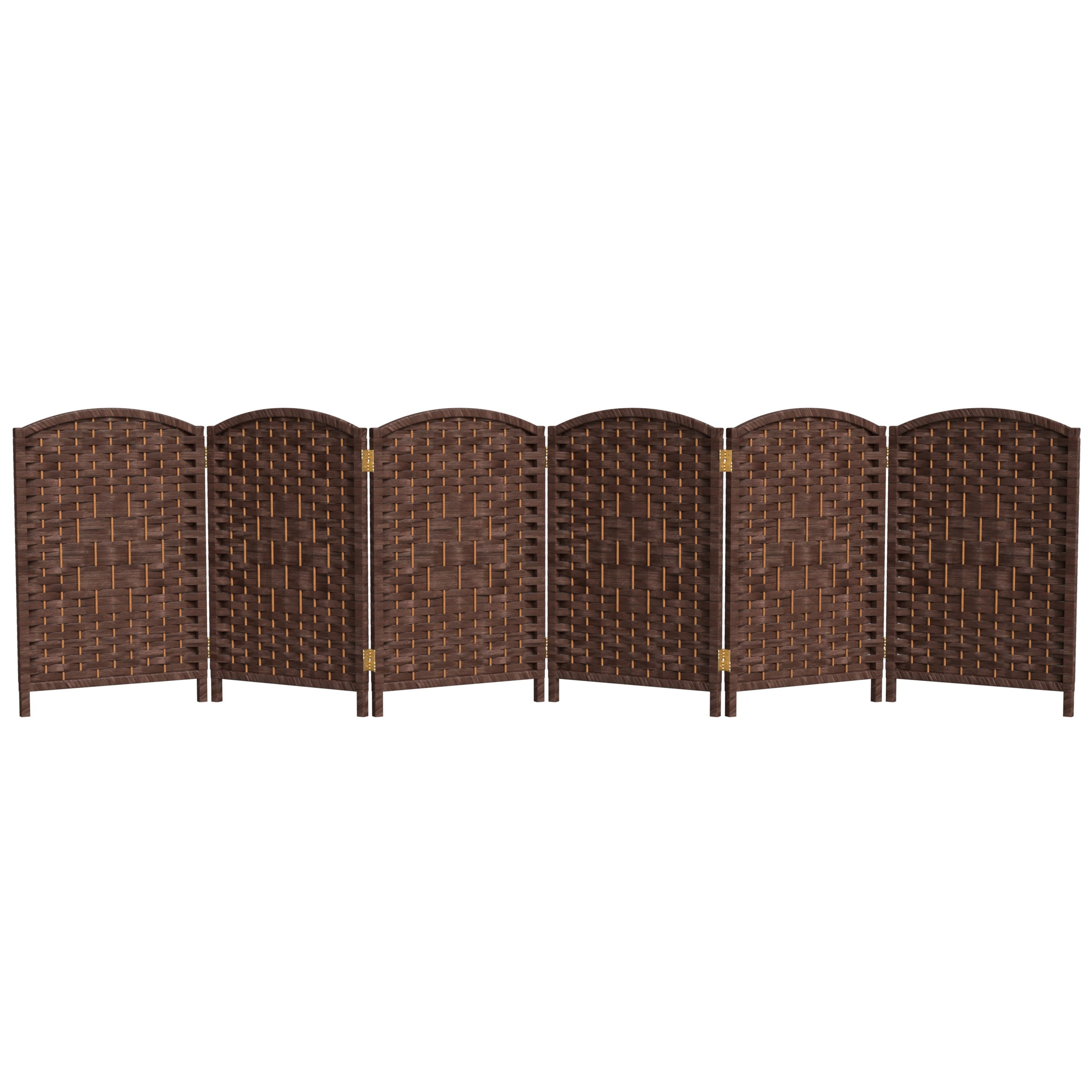 Red Lantern 2 ft. Short Diamond Weave Fiber Folding Screen - Dark Mocha - 6 Panel