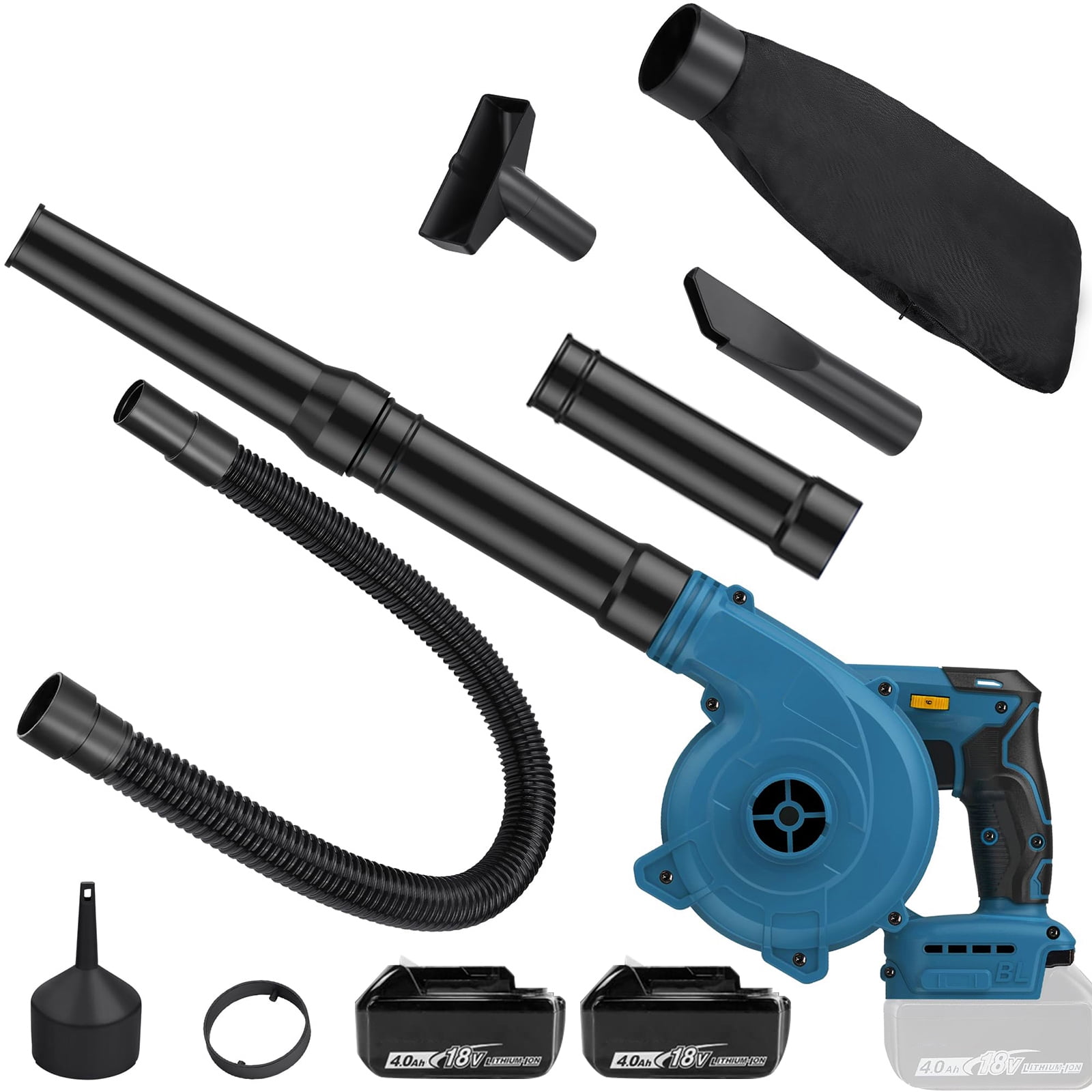 2-in-1 Cordless Leaf Blower with 2 Batteries, 20V Handle Electric Blower and Vacuum Cleaner, 6 Variable Speed Up to 180MPH for Lawn Care/Dust/Pet Hair