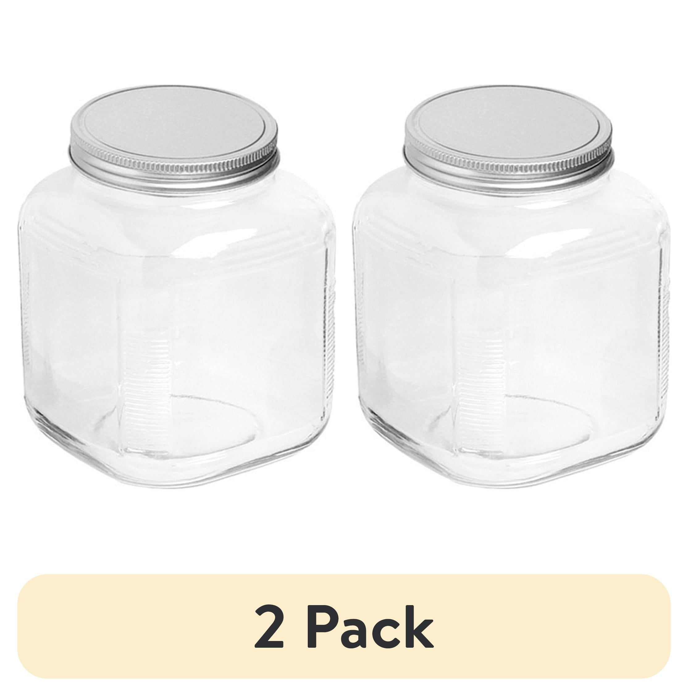 (2 pack) Anchor Hocking Clear Glass Cracker Jar with Brushed Aluminum Lid, 1 Gallon - 4 Pack