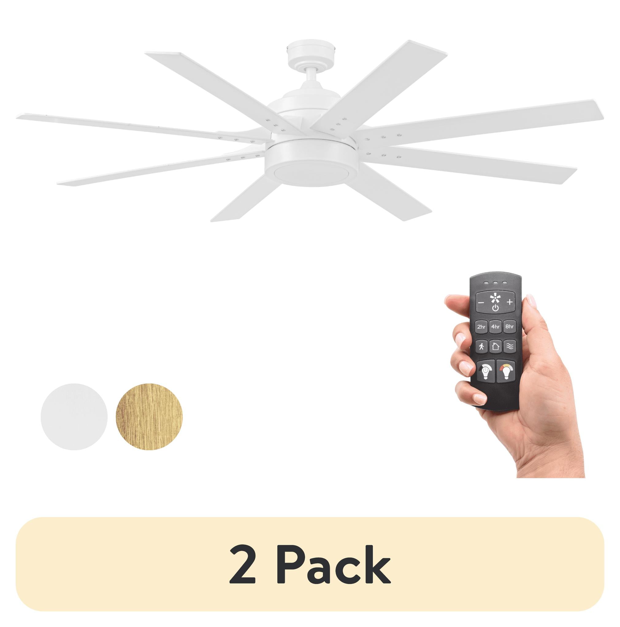 (2 pack) Better Homes & Gardens 62" Dual Blades Motor Finish Integrated Light Kit Ceiling Fan with Remote Control