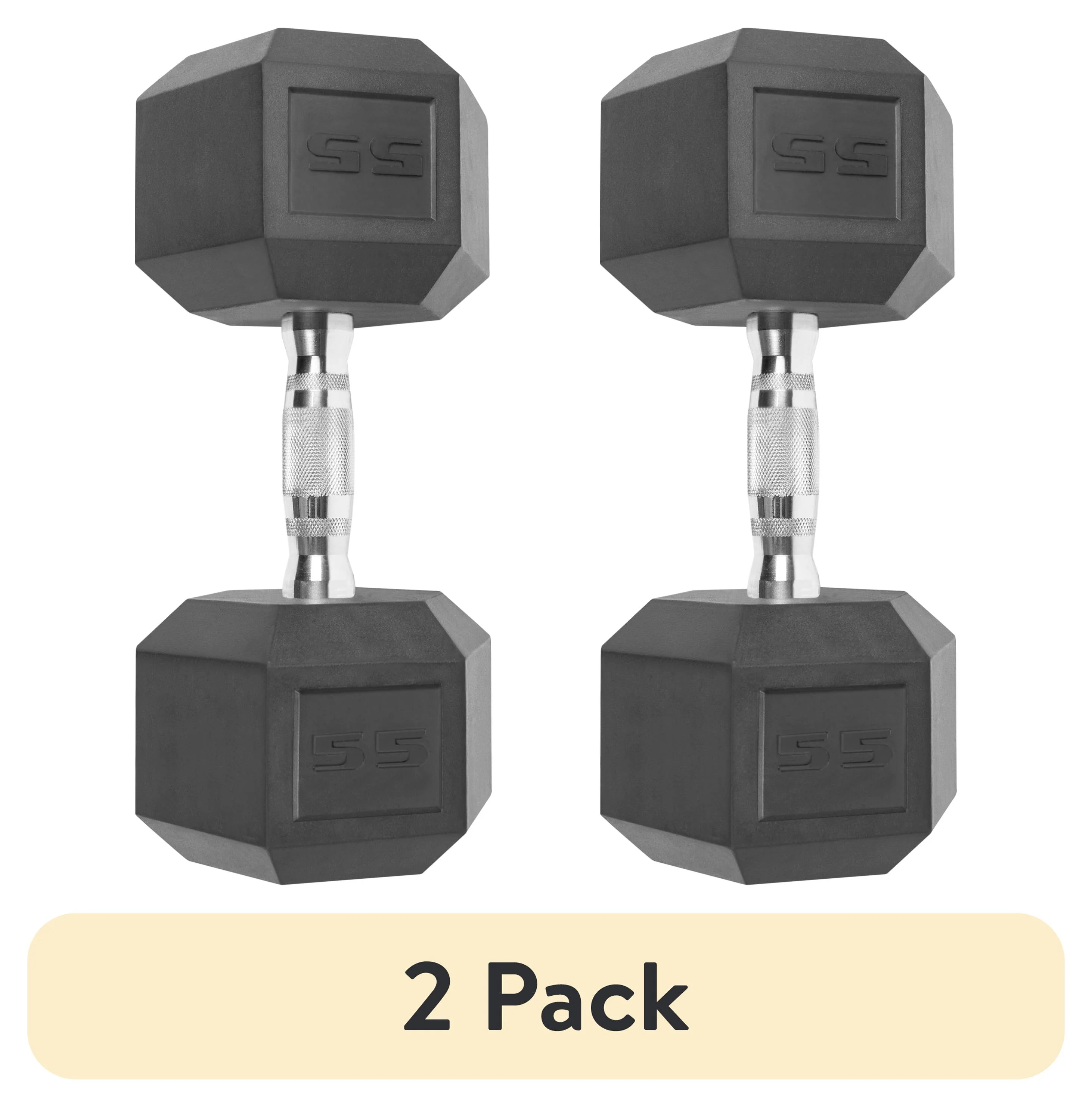(2 pack) CAP Barbell, 55lb Coated Hex Dumbbell, Single
