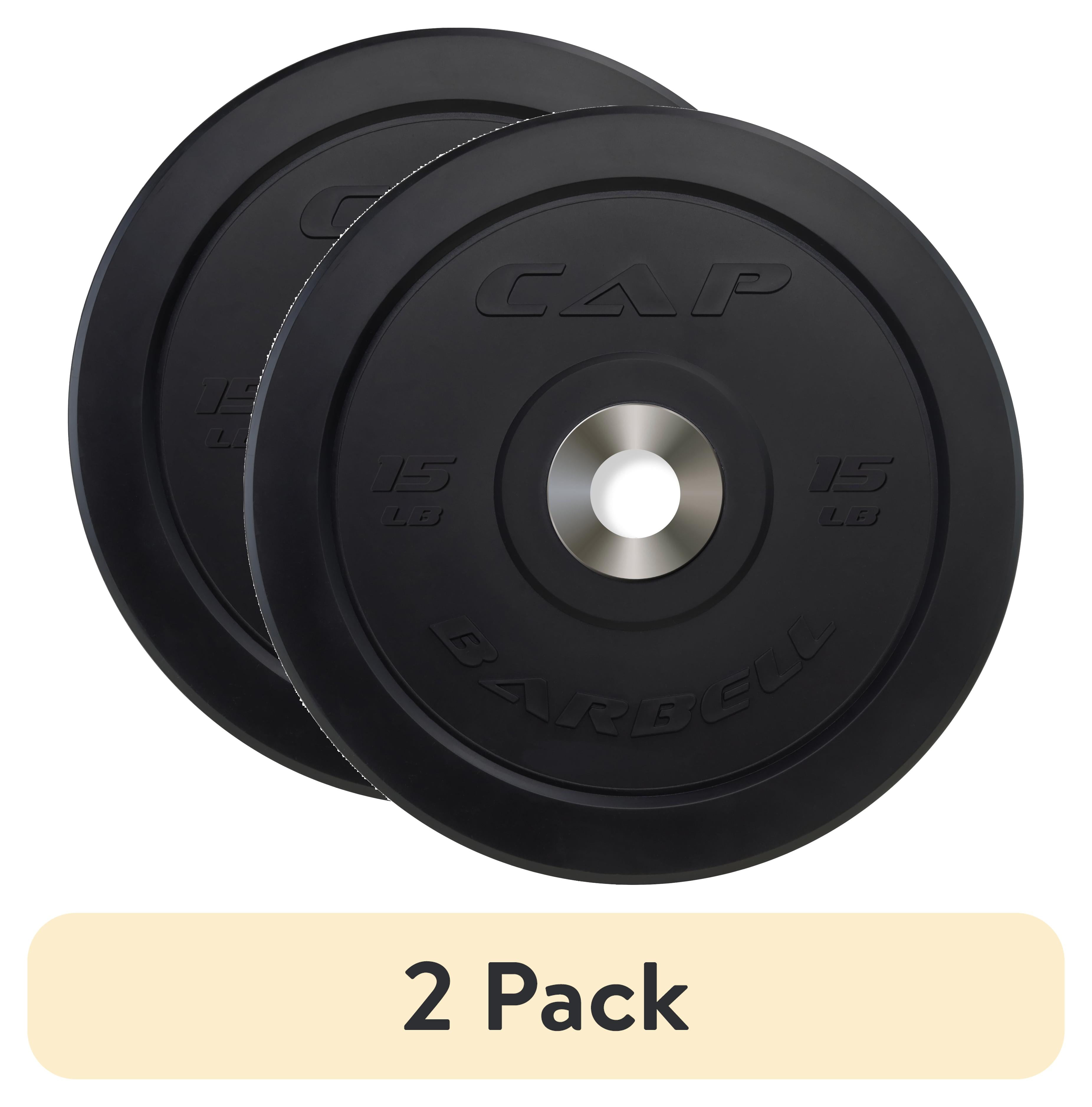 (2 pack) CAP 15 lb Olympic Bumper Plate, Black