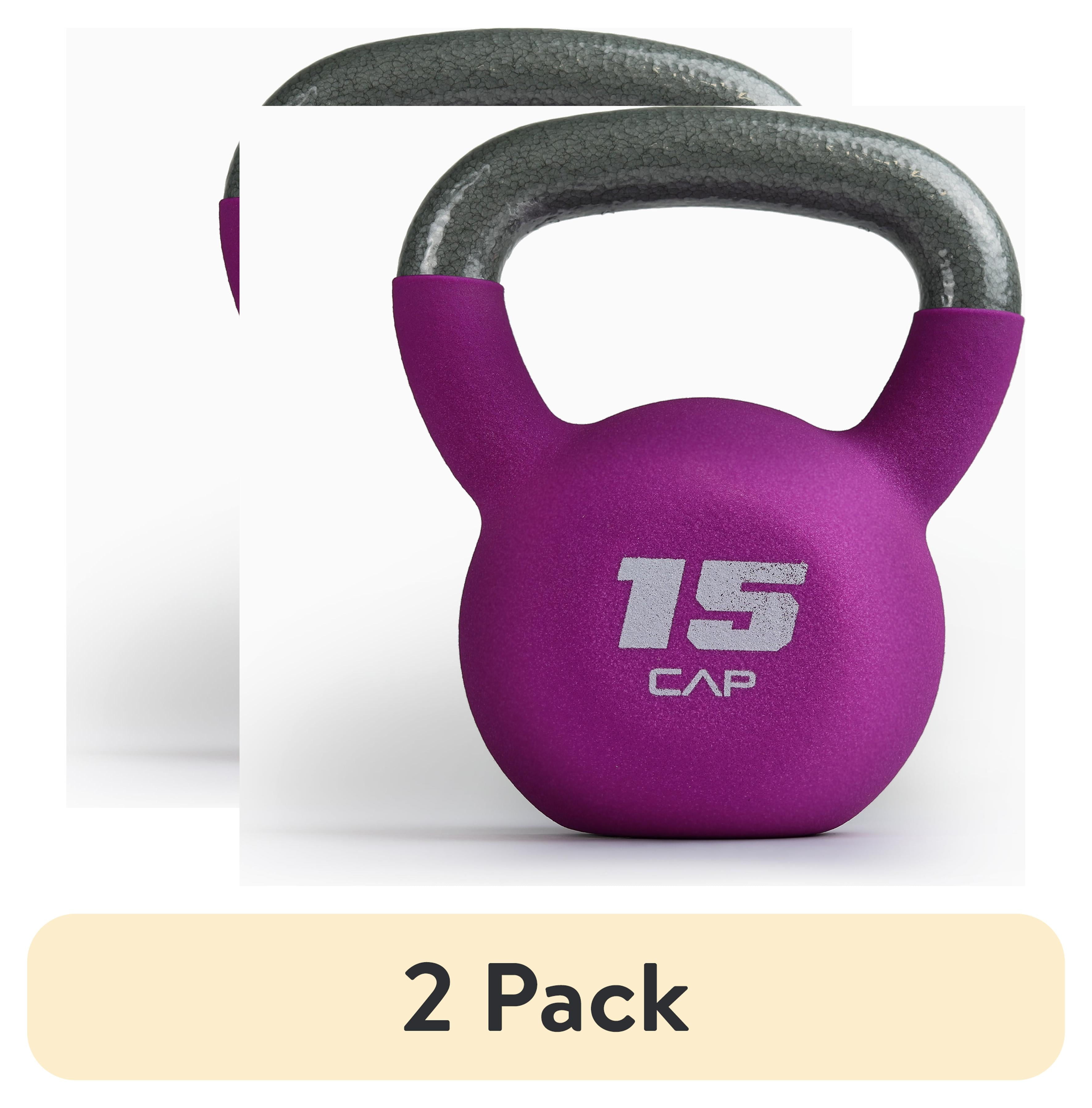 (2 pack) CAP, 15lb Neoprene Coated Kettlebell, Purple