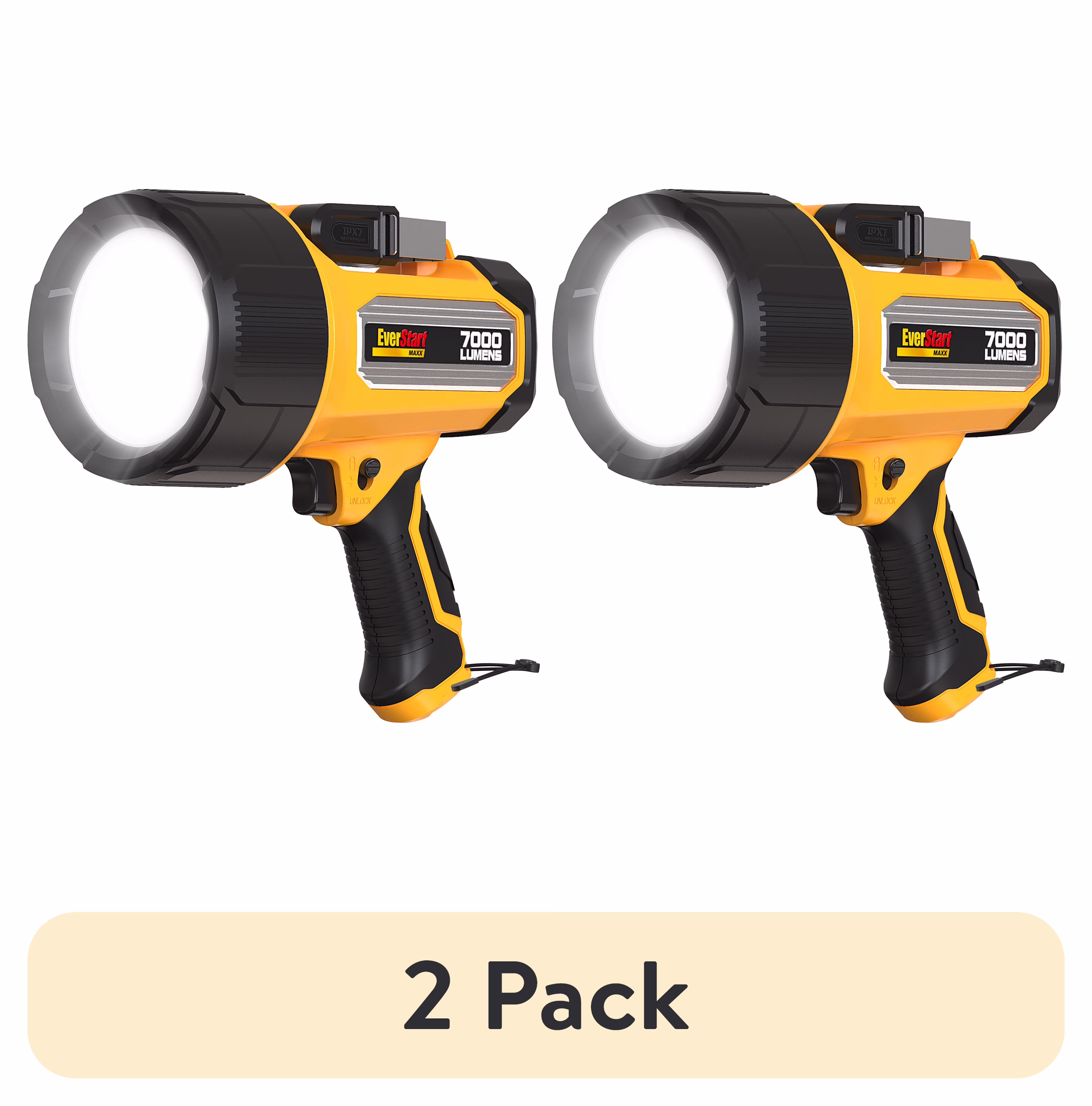 (2 pack) Everstart Maxx 7000LM Rechargeable Led Waterproof Spotlight