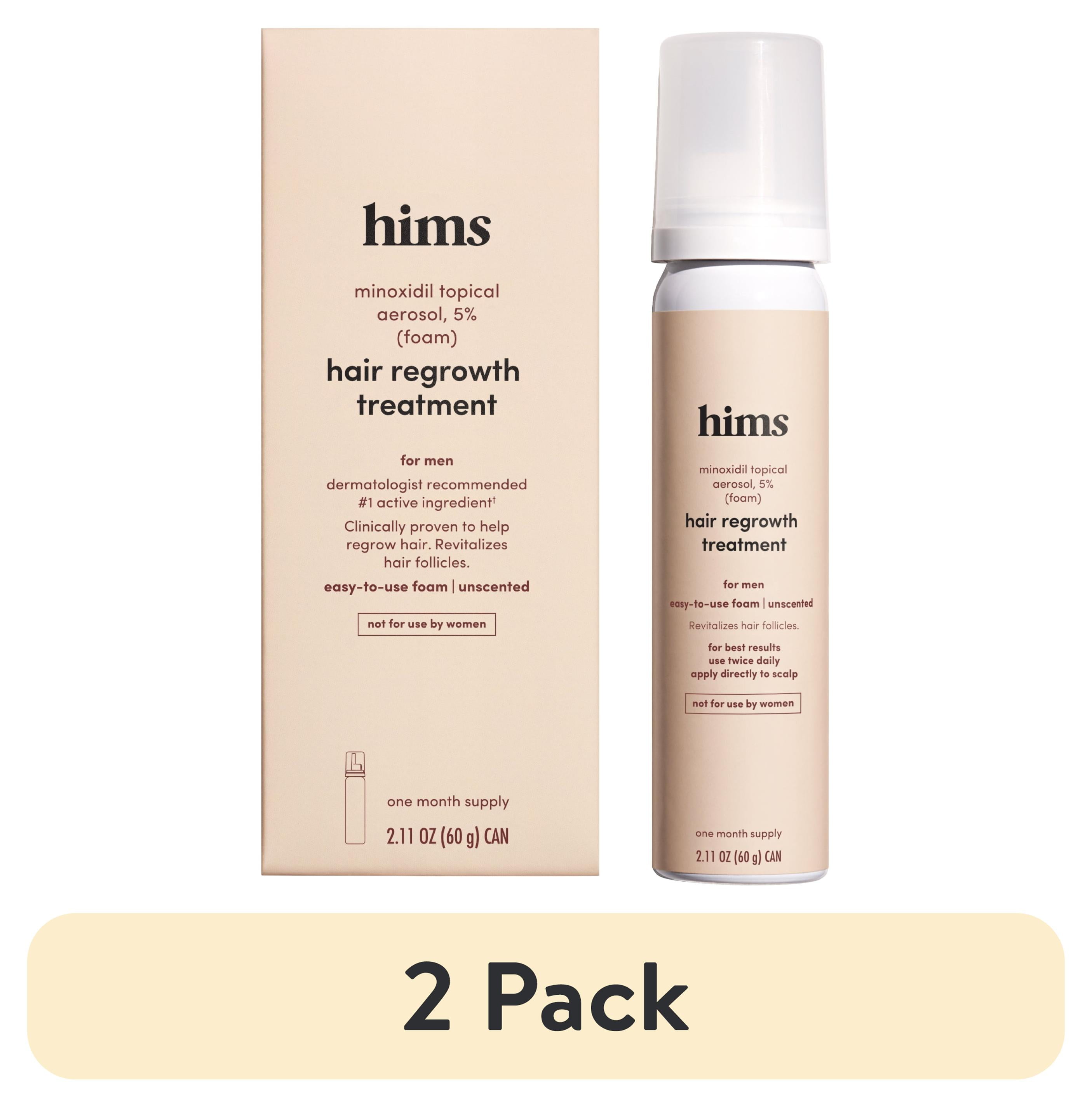 (2 pack) hims Extra Strength Hair Regrowth Treatment for Men with 5% Topical Minoxidil Foam for Hair Loss and Thinning Hair, Unscented No Drip Formula