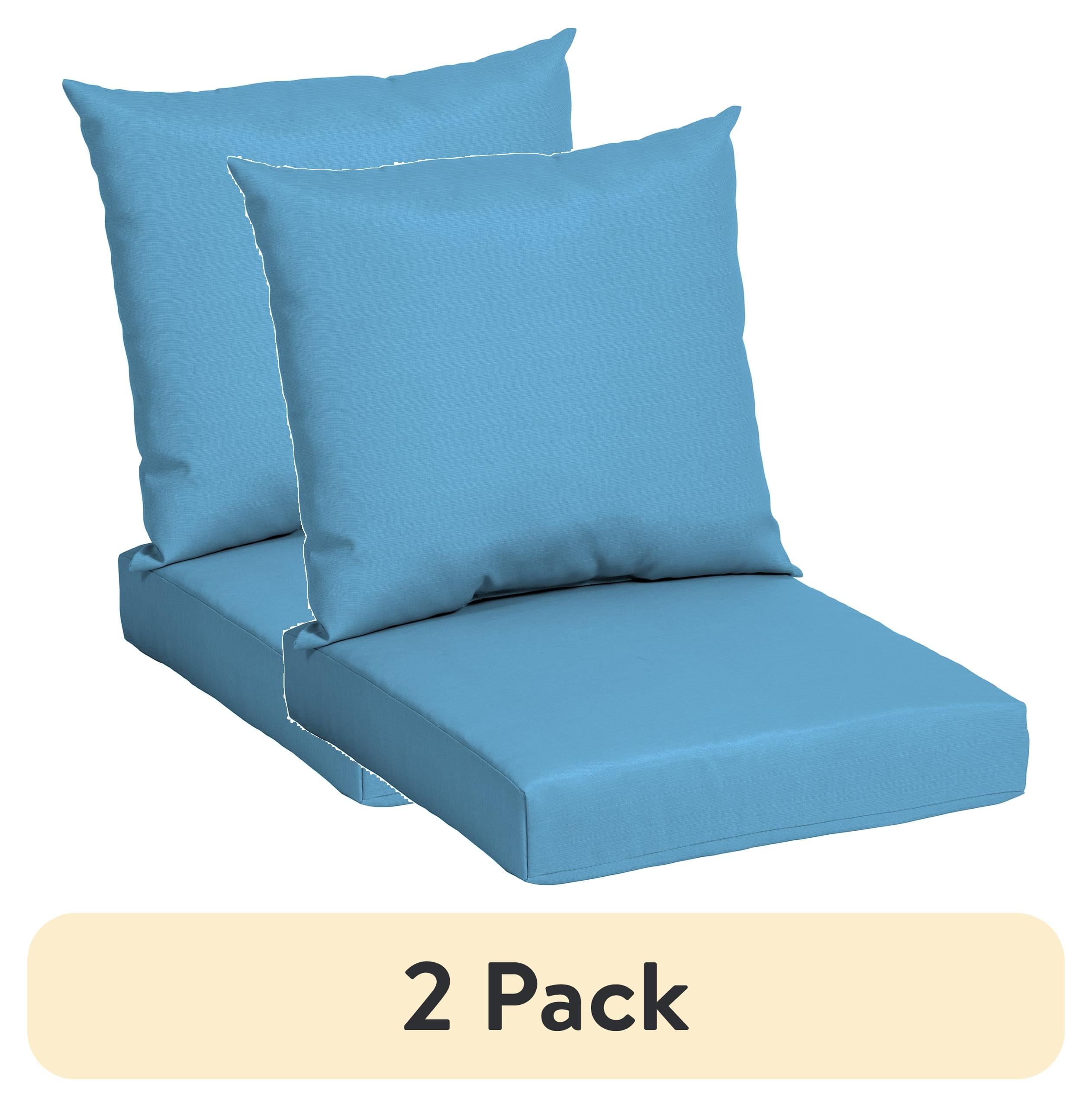 (2 pack) Mainstays 45" L x 22.75" W Mid Blue Solid Rectangle Outdoor 2 Piece Deep Seat Cushion