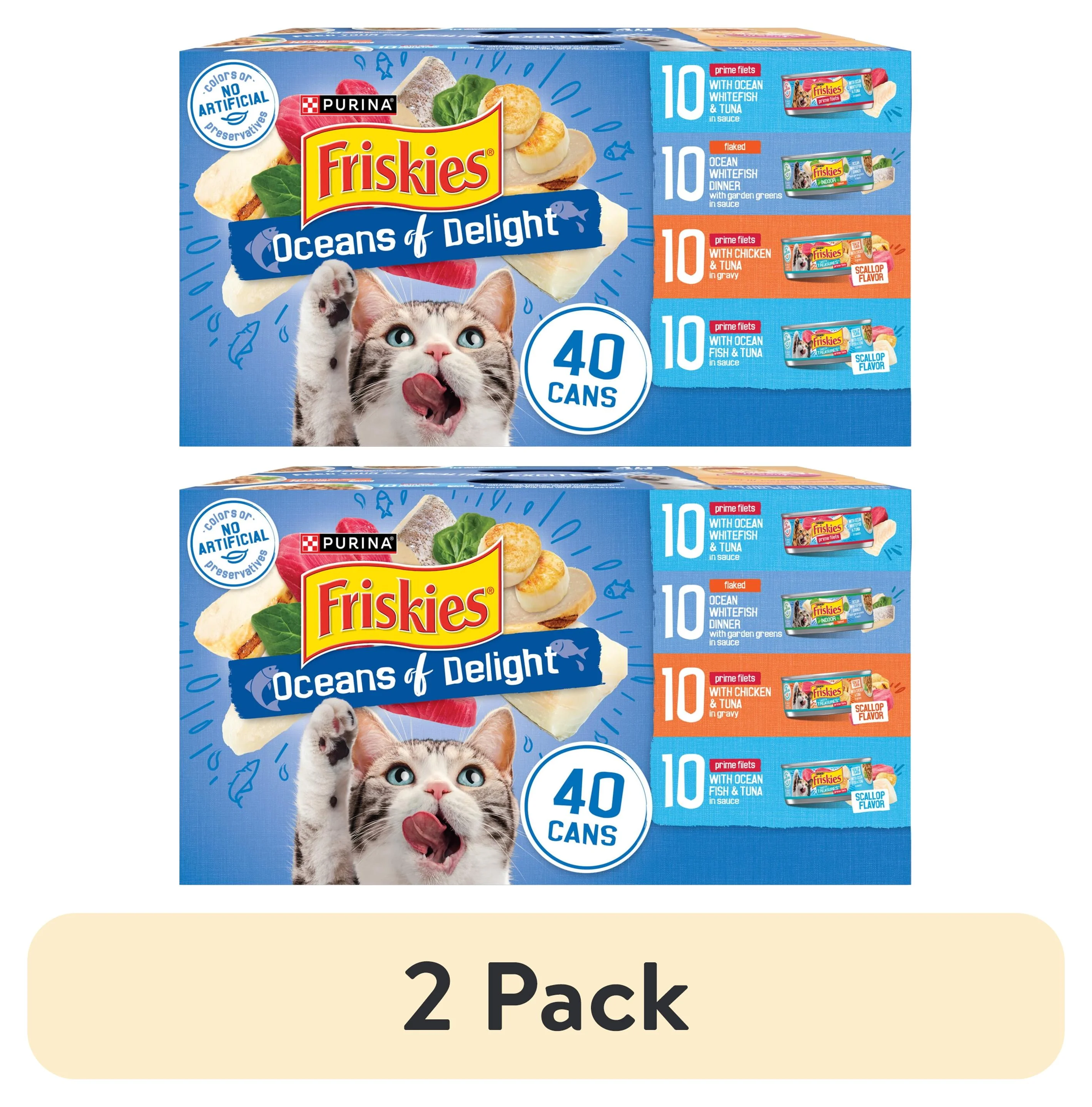 (2 pack) Purina Friskies Ocean Of Delight Gravy Variety Pack, Wet Cat Food, 5.5 oz Cans, 40 Pack