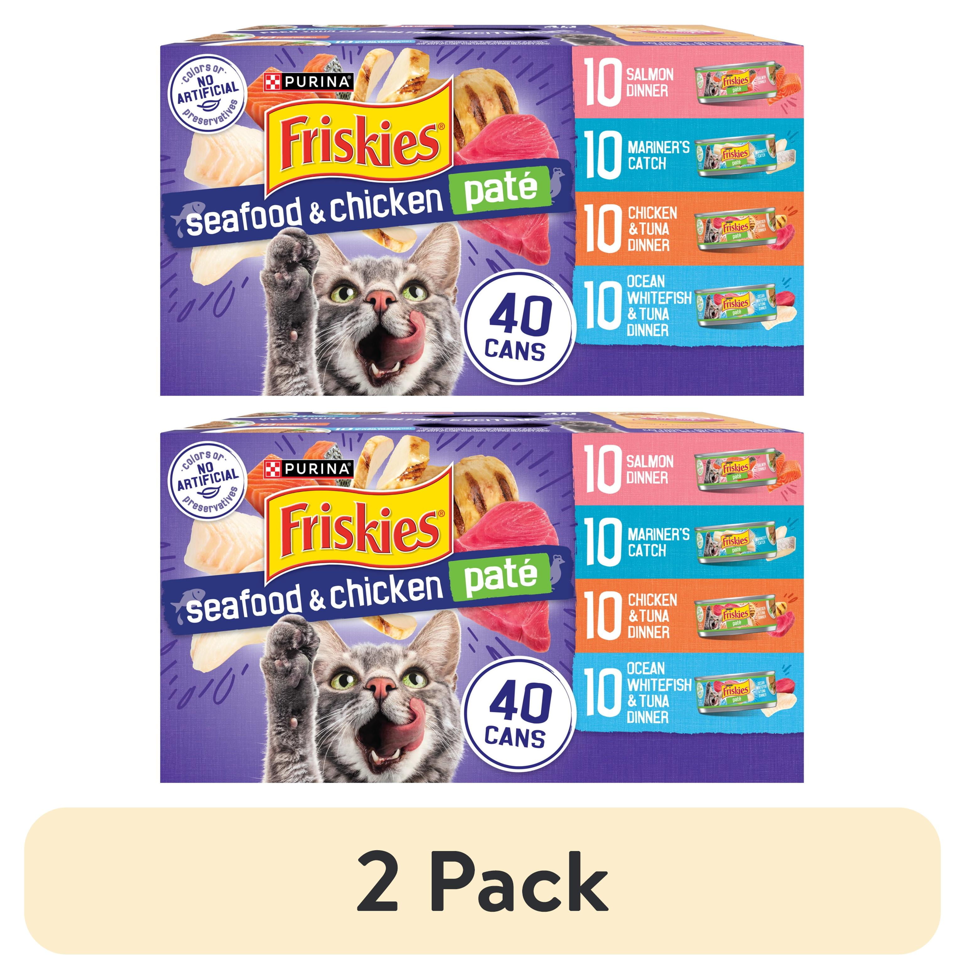 (2 pack) Purina Friskies Pate, Soft Seafood and Chicken Variety Pack, Wet Cat Food, 5.5 oz Cans, 40 Pack