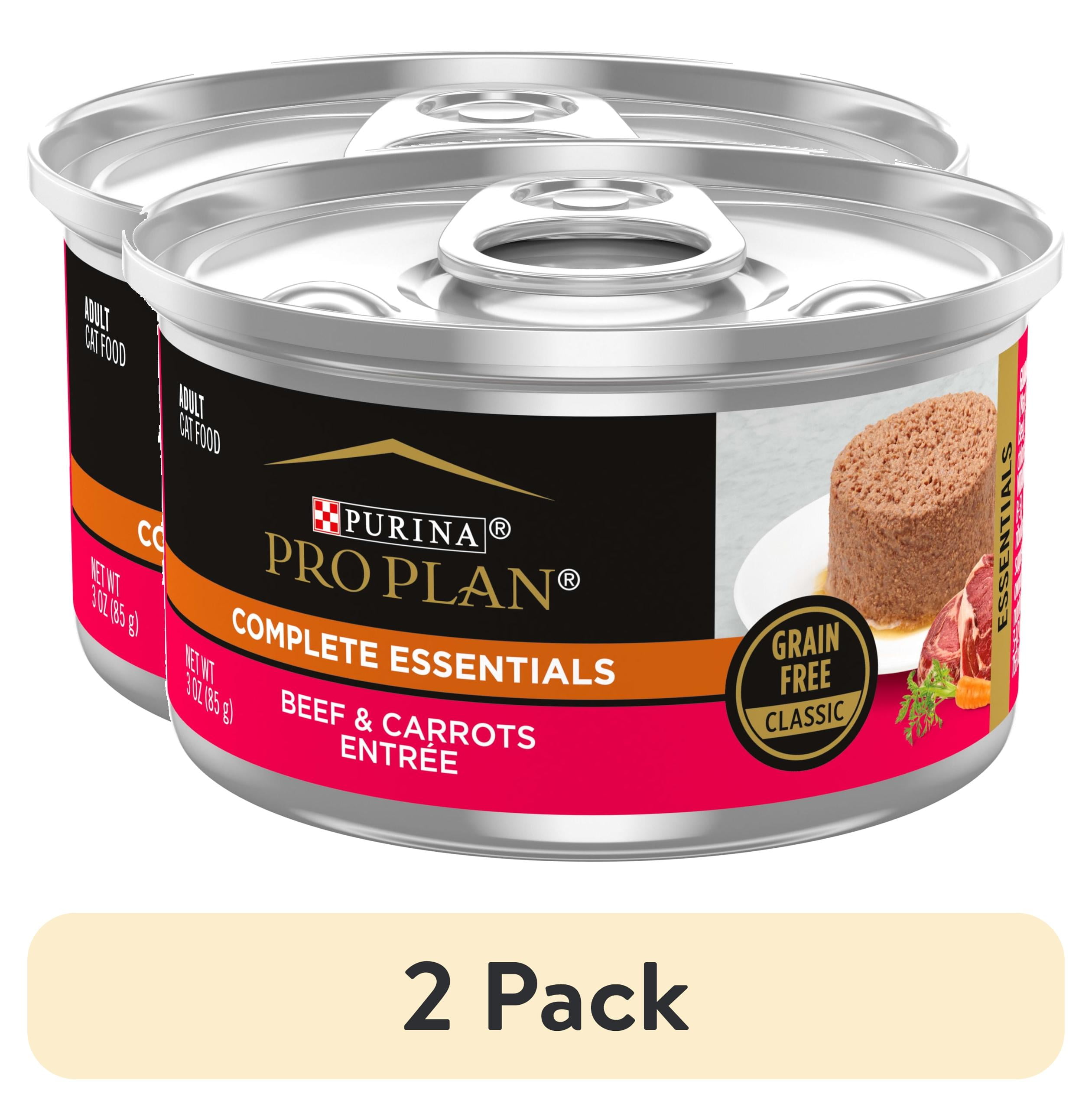 (2 pack) Purina Pro Plan Complete Essentials, Grian Free Beef, Wet Cat Food,3 oz Cans, 24 Pack