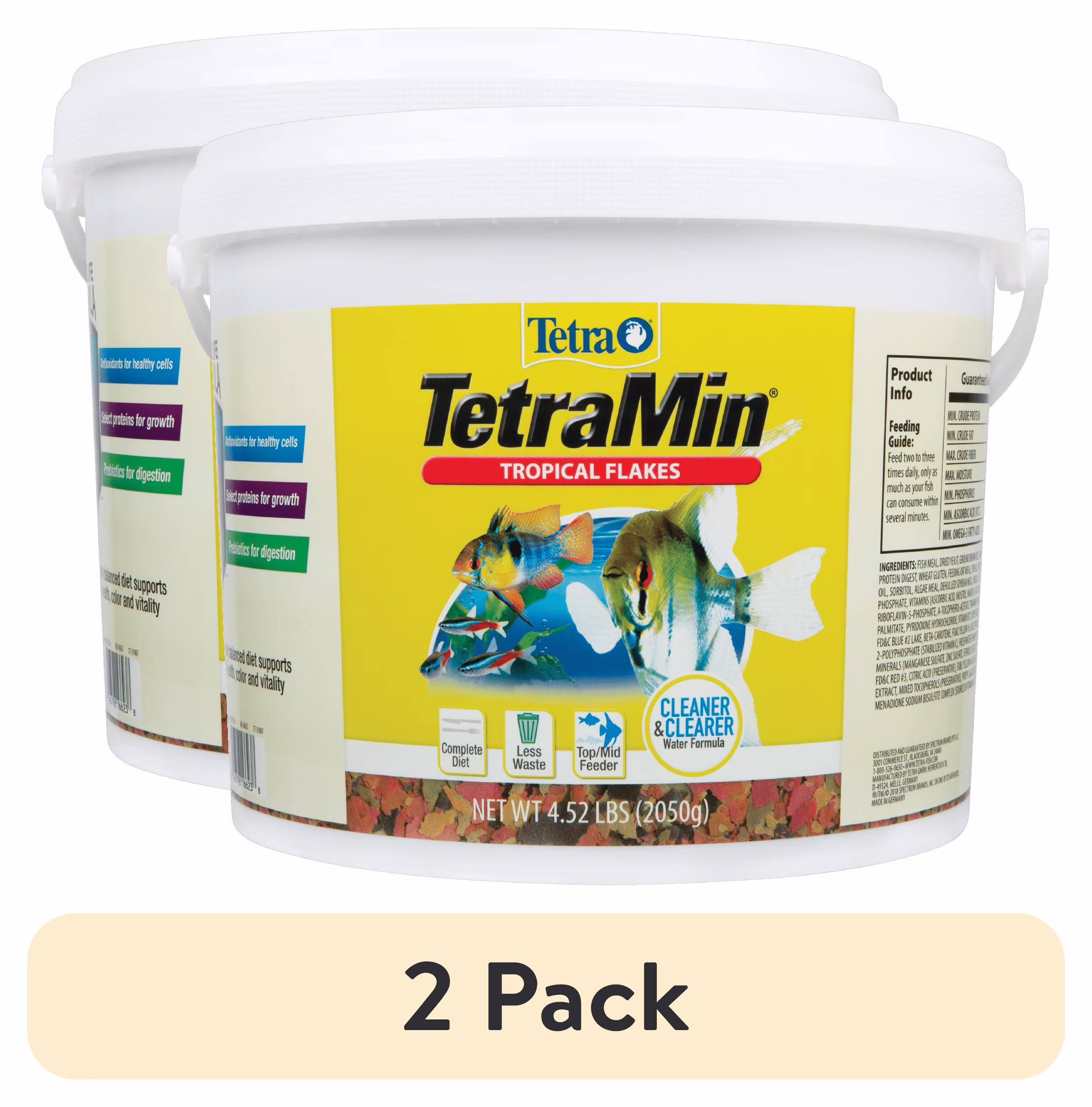 (2 pack) Tetra TetraMin Tropical Flakes, Nutritionally Balanced Fish Food, 4.52 lbs.