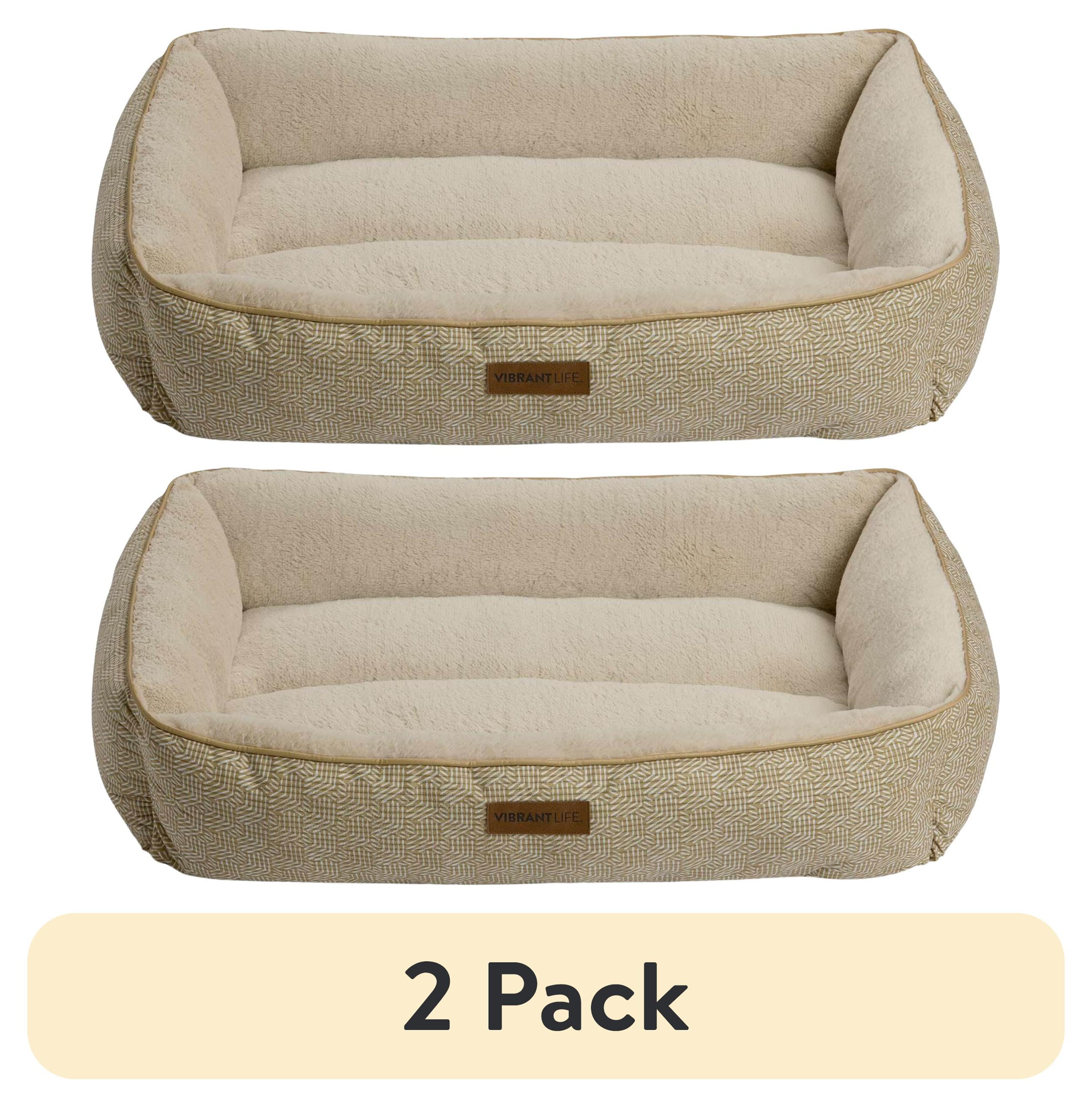 (2 pack) Vibrant Life Extra Large Dog Bed, Bolster Bed for Large Dogs, Extra Large, 42" x 32", Tan