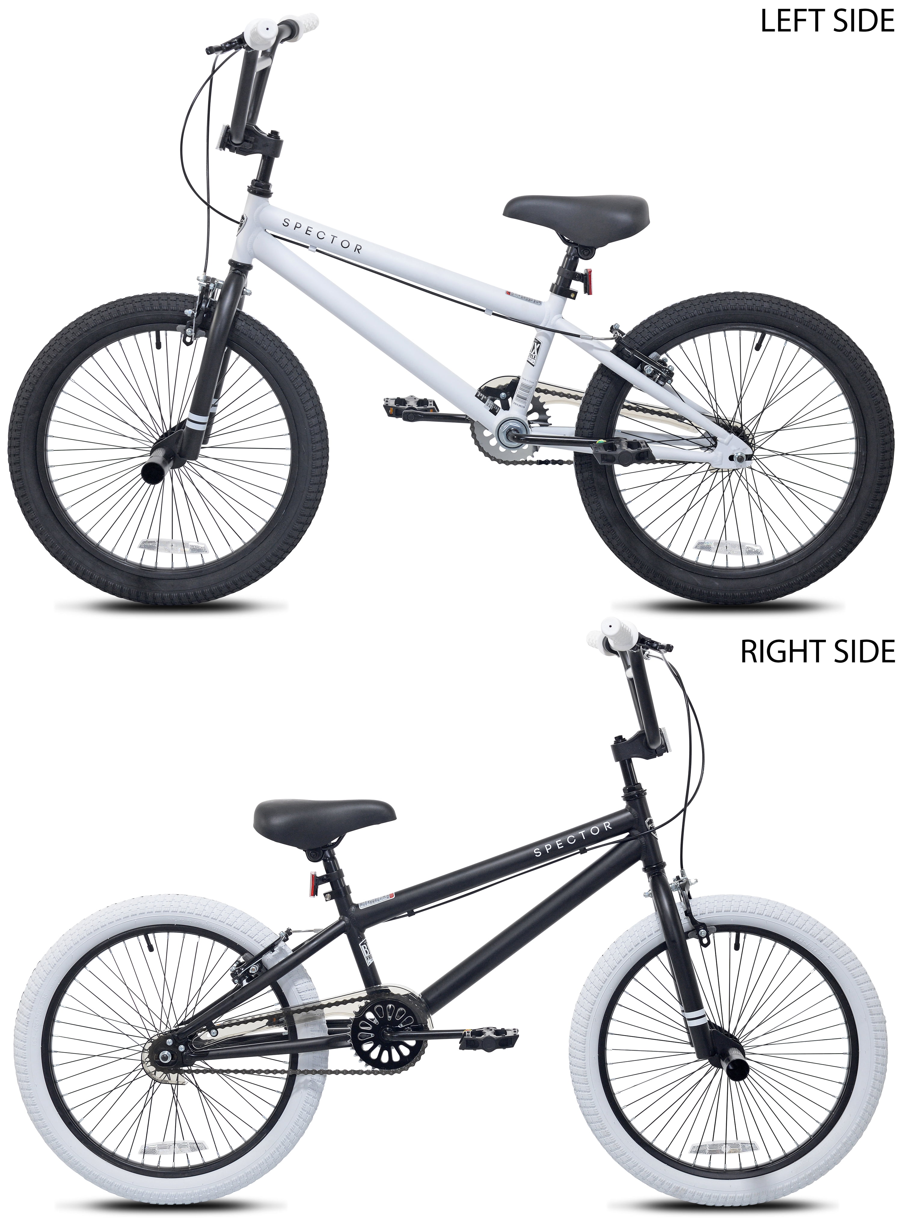 20" Kent Bicycles Spector BMX Bicycle, Fits Rider 4'2" - 5', Black/White, Child/Tween/Teen, Unisex
