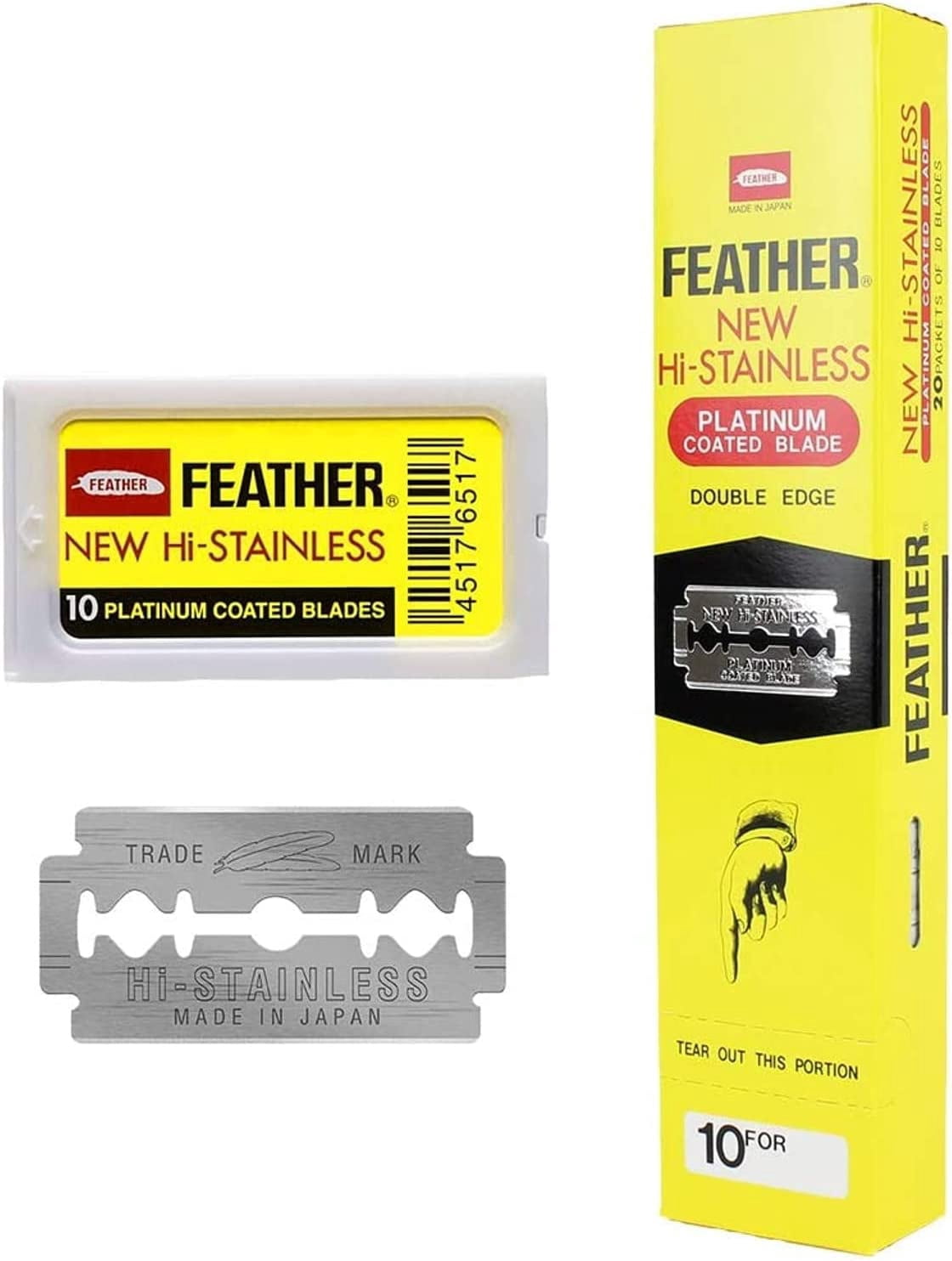 200 Feather Razor Blades NEW Hi-Stainless Double Edge