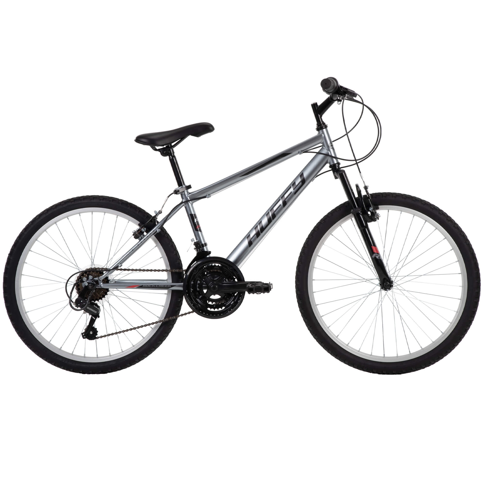 Huffy 24" Rock Creek Mountain Bike, Fits Riders 4'8" - 5'8", Gray, Adult, Men's