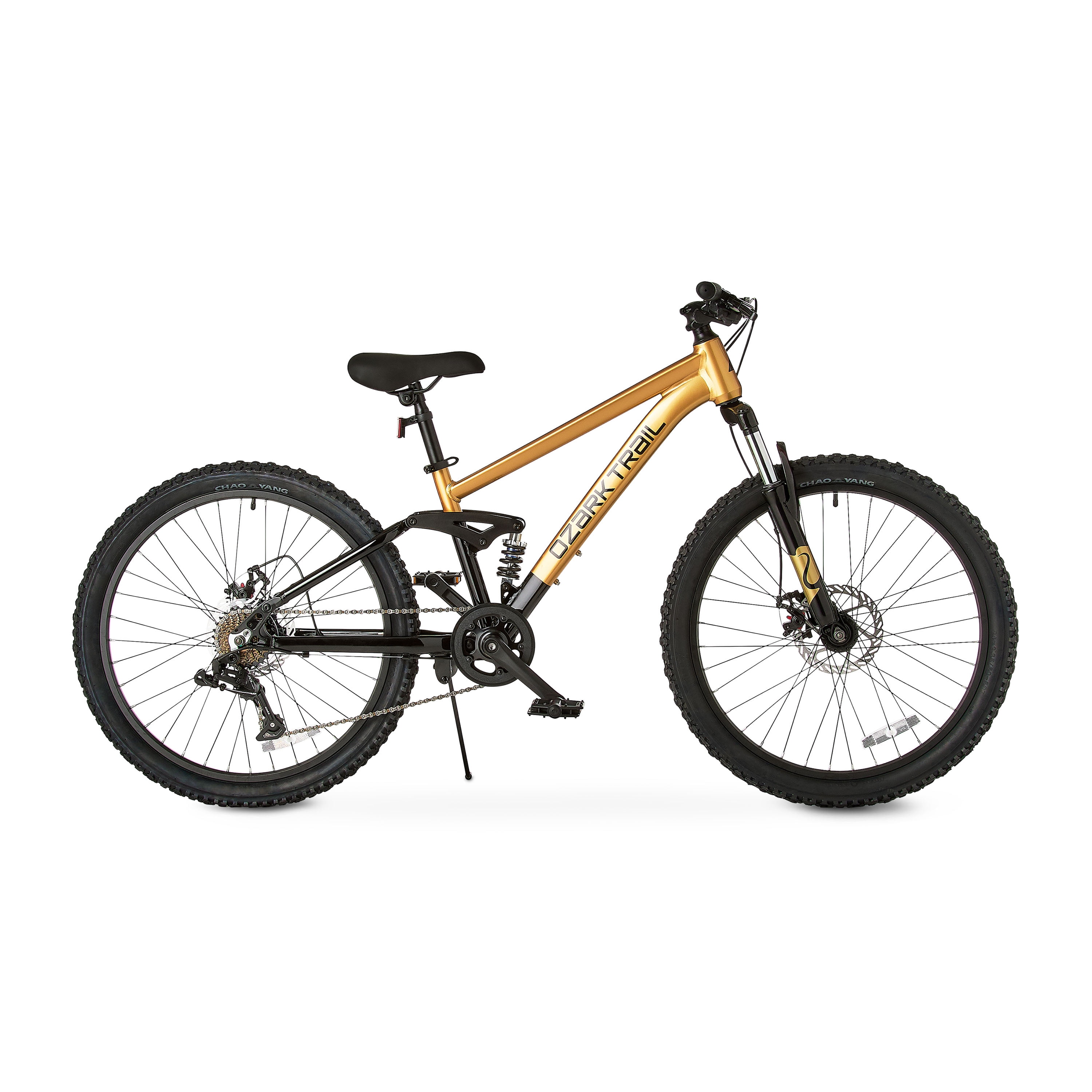 24" Ozark Trail FS.1 Epictrail Full Suspension Mountain Bike, Fits Riders 4'6" - 5'6", Gold