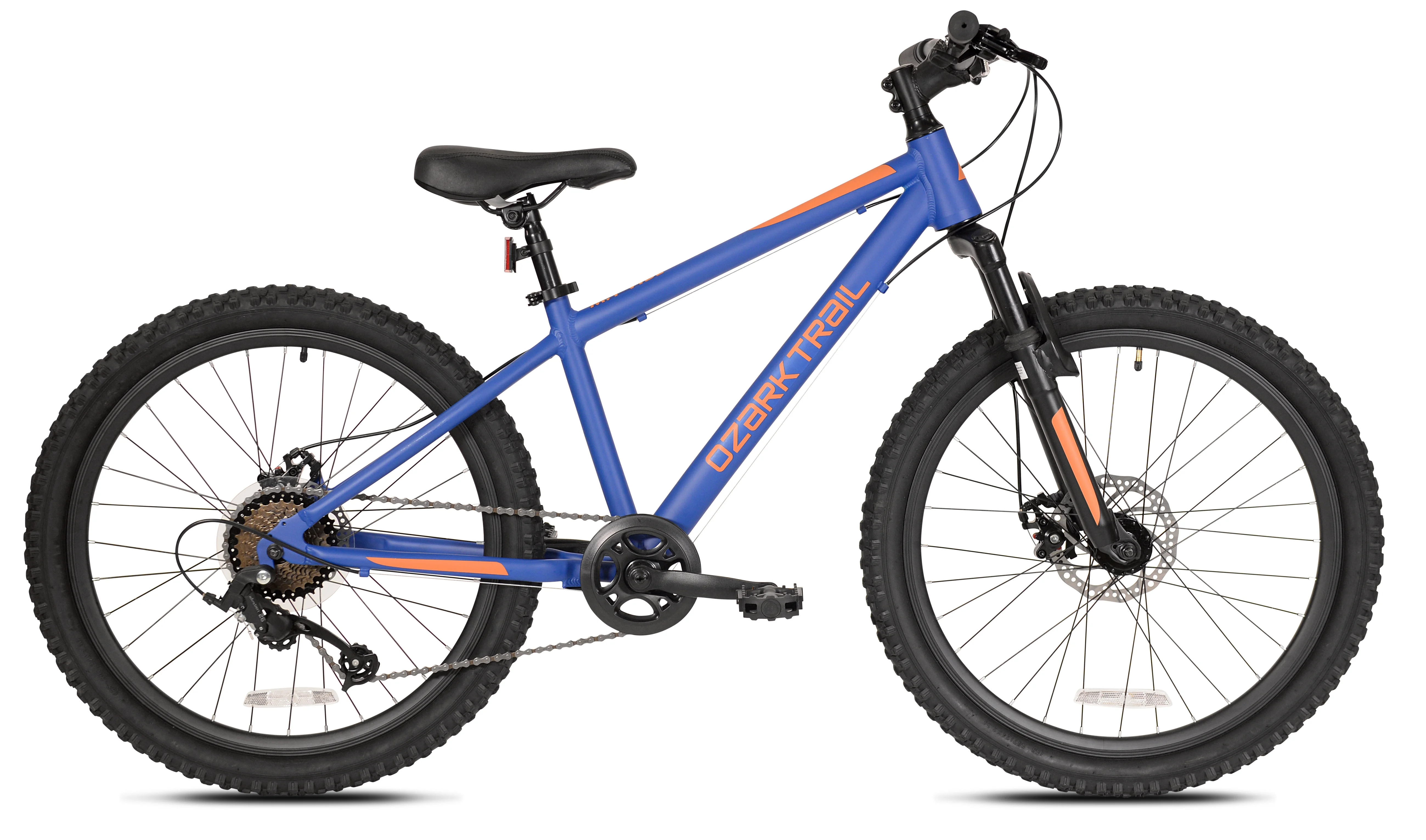 24" Ozark Trail Vibe Mountain Bicycle, 8 Speed, Blue, Fits Riders 4'6" - 5'6", Teen, Unisex
