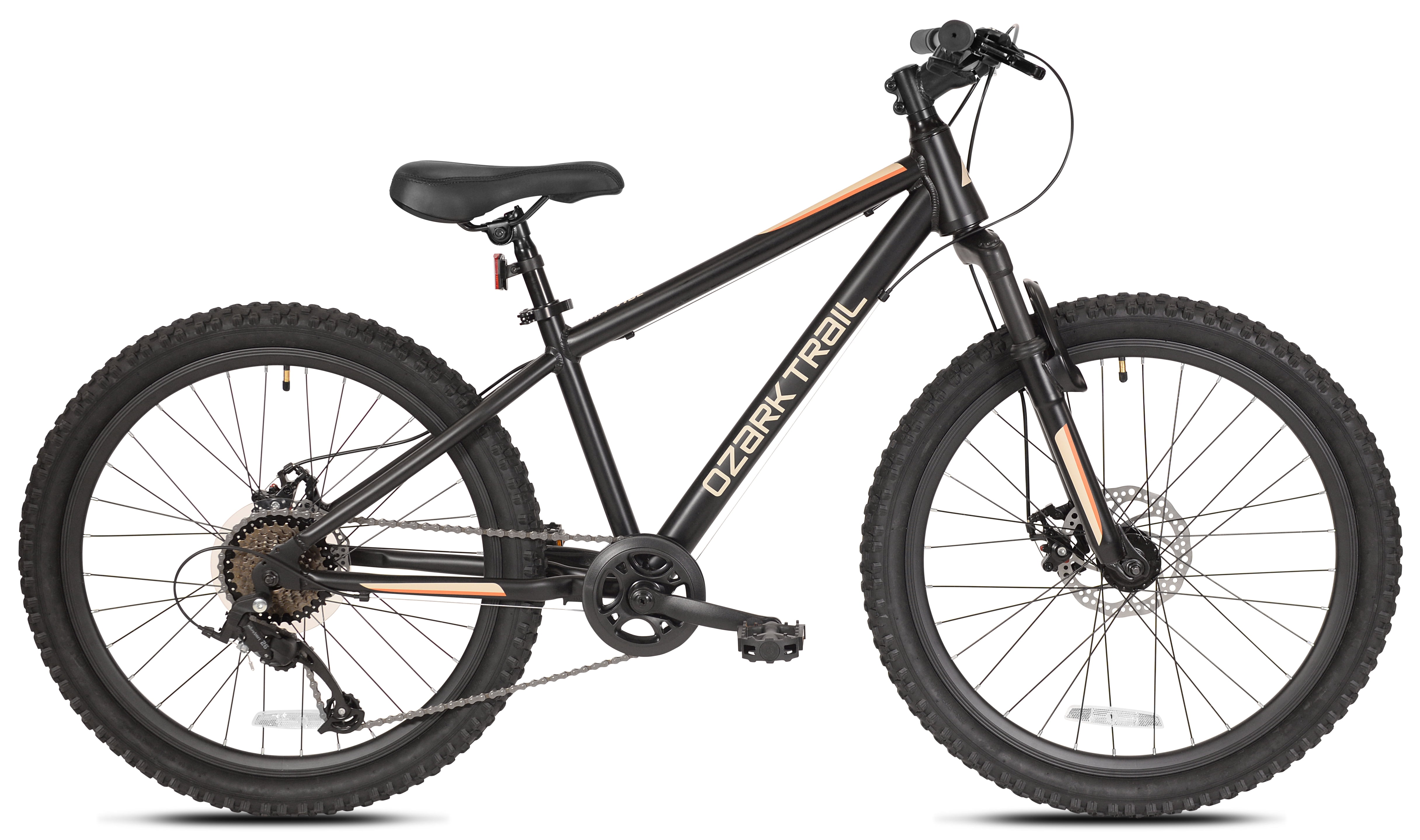 Ozark Trail 24" M.1 Vibe Mountain Bicycle, 8 Speed, Black, Fits Riders 4'6" - 5'6", Teen, Unisex