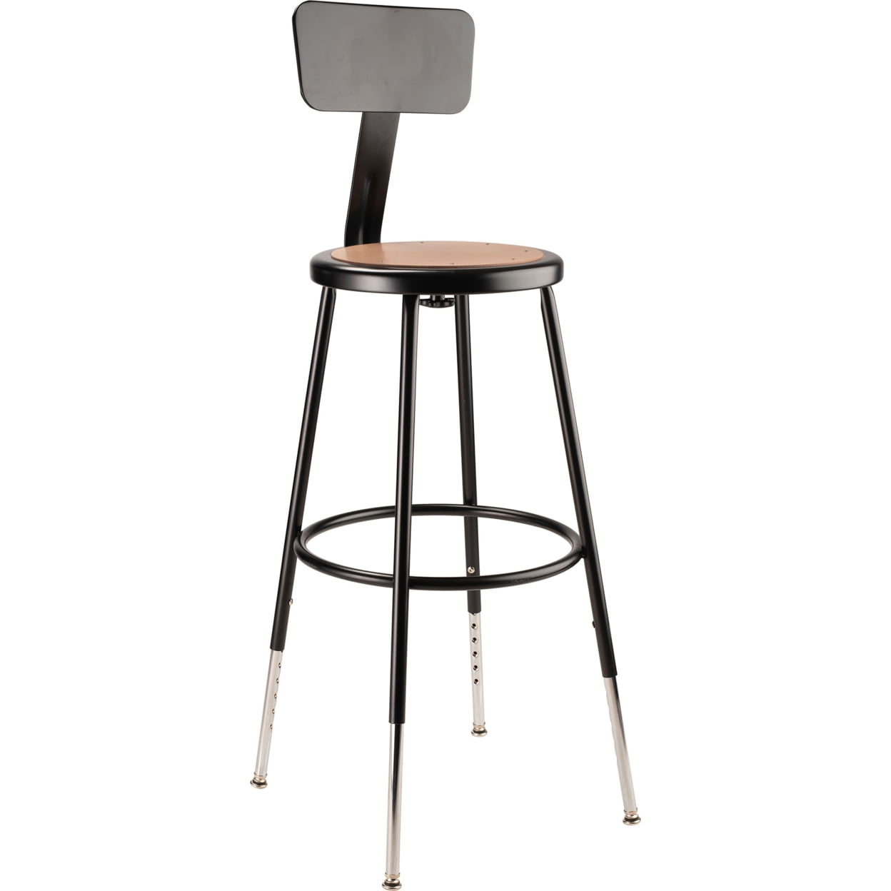 24.5 -32.5" Height Adjustable Heavy Duty Steel Stool with Backrest - Black