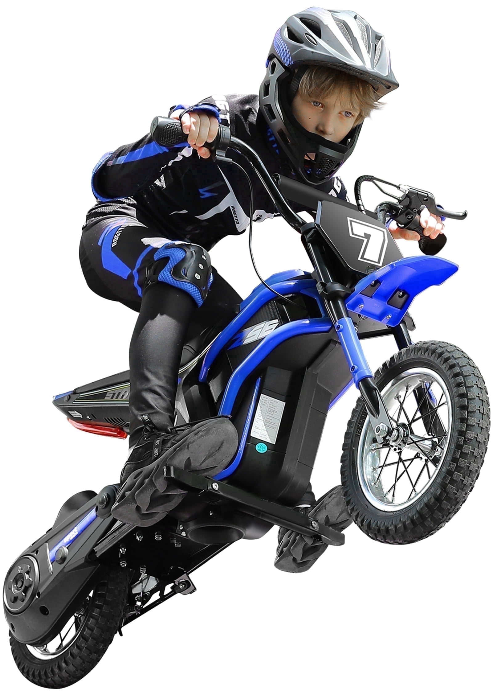 24V Dirt Bike,Neche 250W Electric Powered Motorcycle,Ride on Dirt Rocket with Shock Absorption Suspension for Kids Age 13+,Blue