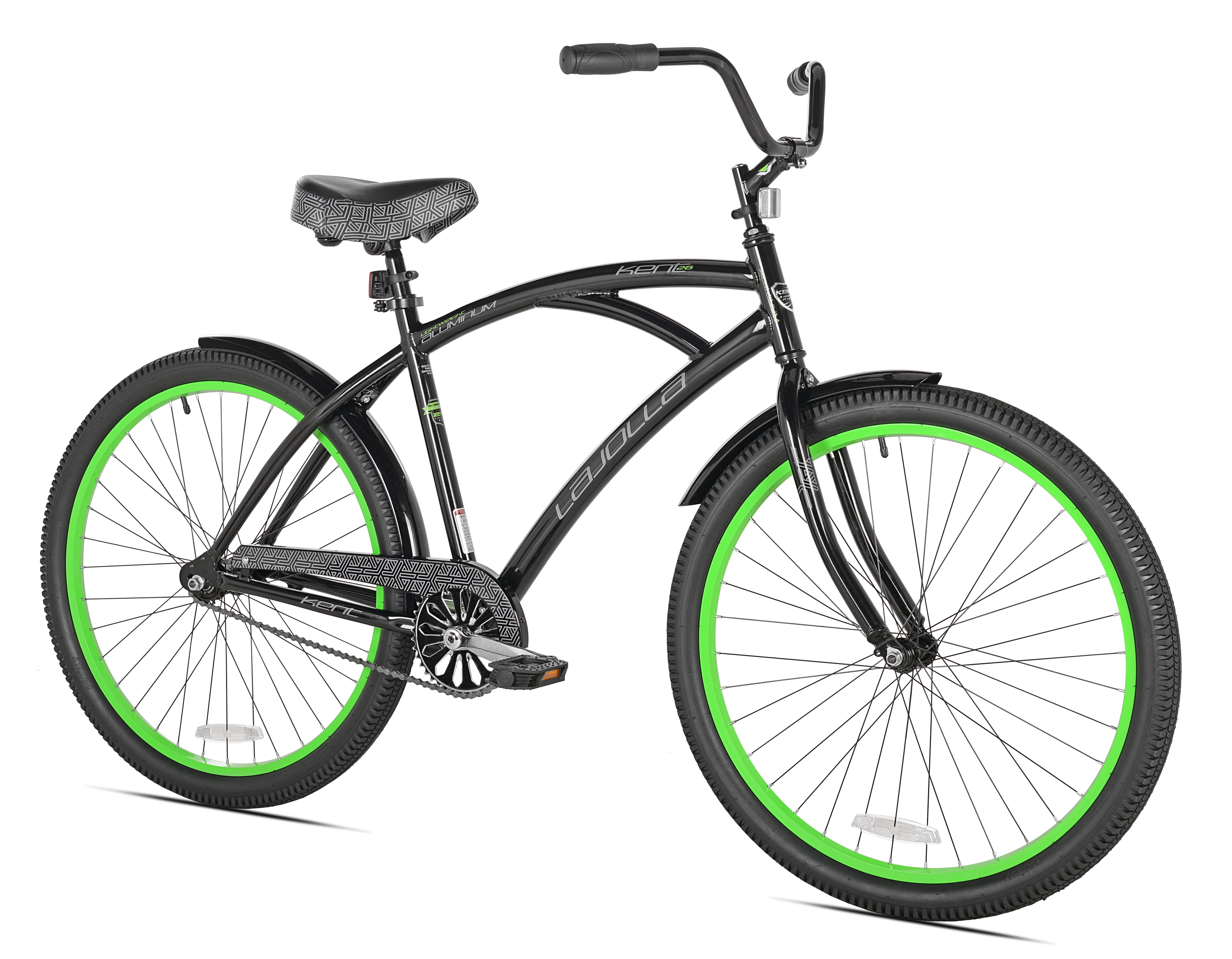26" Kent La Jolla Cruiser Men's Bike, Adult Ages 13+, Black/Green