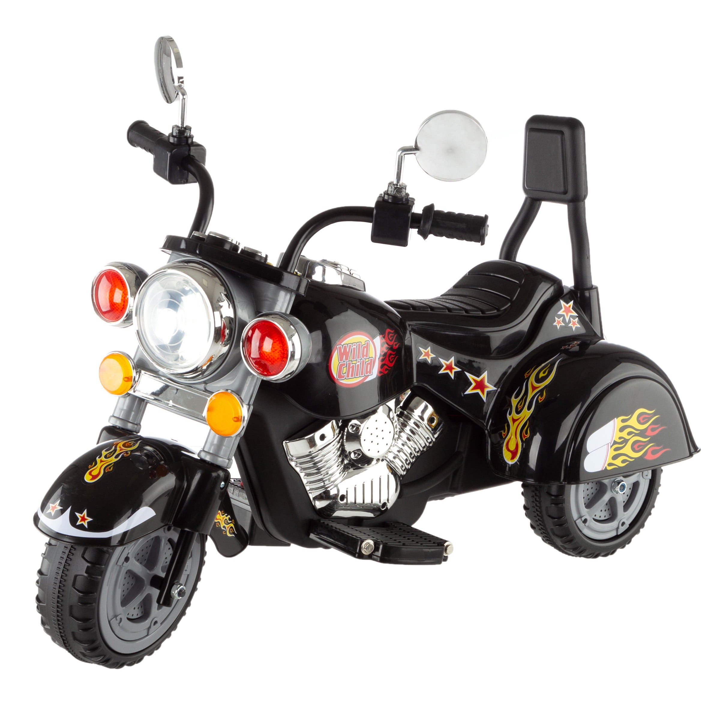 Lil' Rider Ride-On Electric Motorcycle for Kids with Flame Decals (Black)