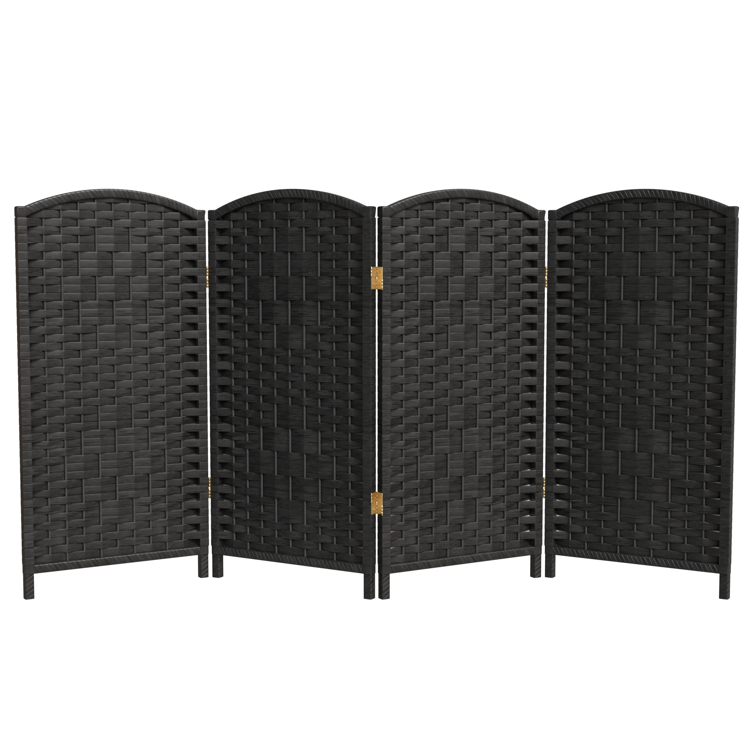 Red Lantern 3 ft. Short Diamond Weave Fiber Folding Screen - Black - 4 Panel