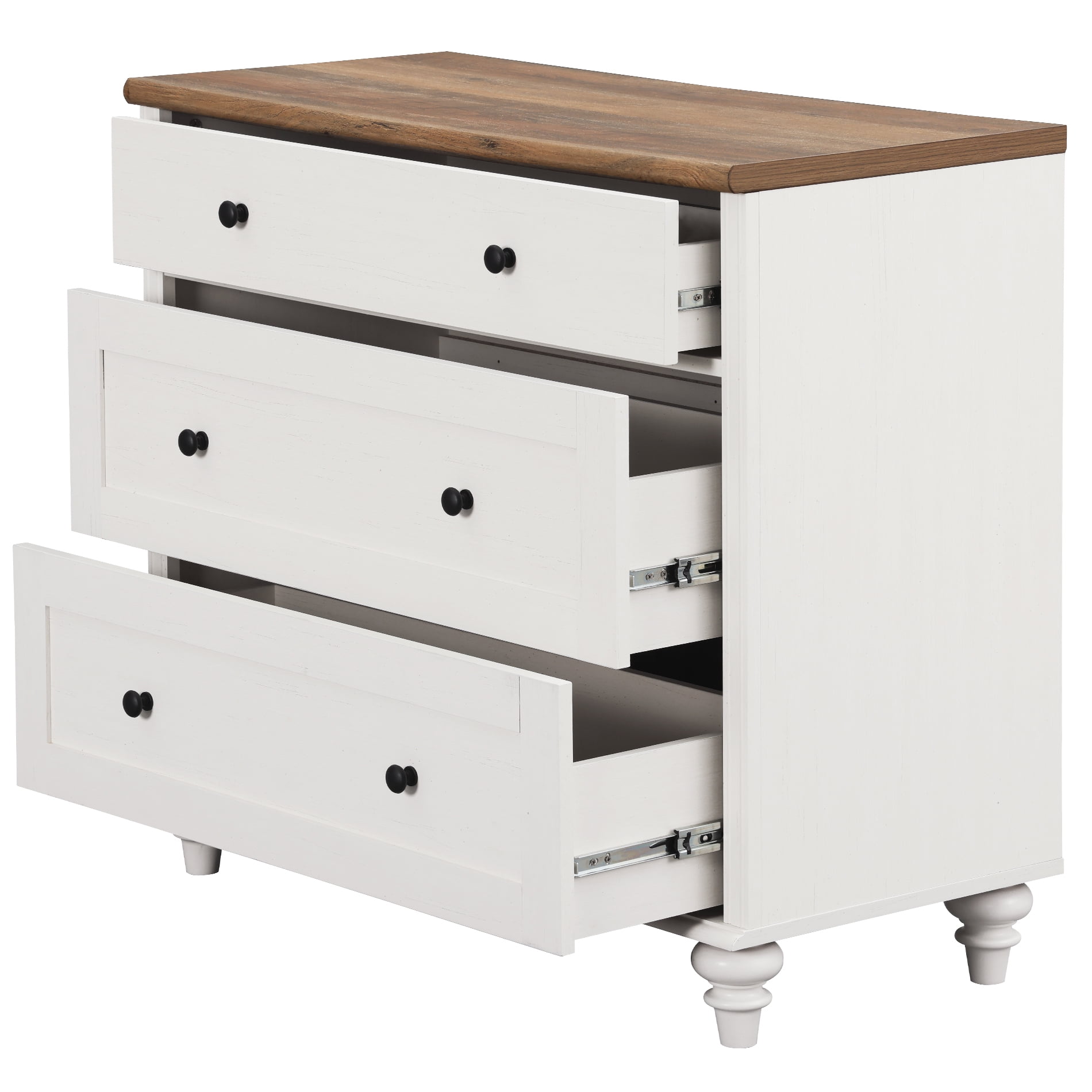 3 Drawer Dresser for Bedroom, White Kids Dressers Wood Mid Century Modern Closet Storage Organizer for Living Room, Nursery, Hallway