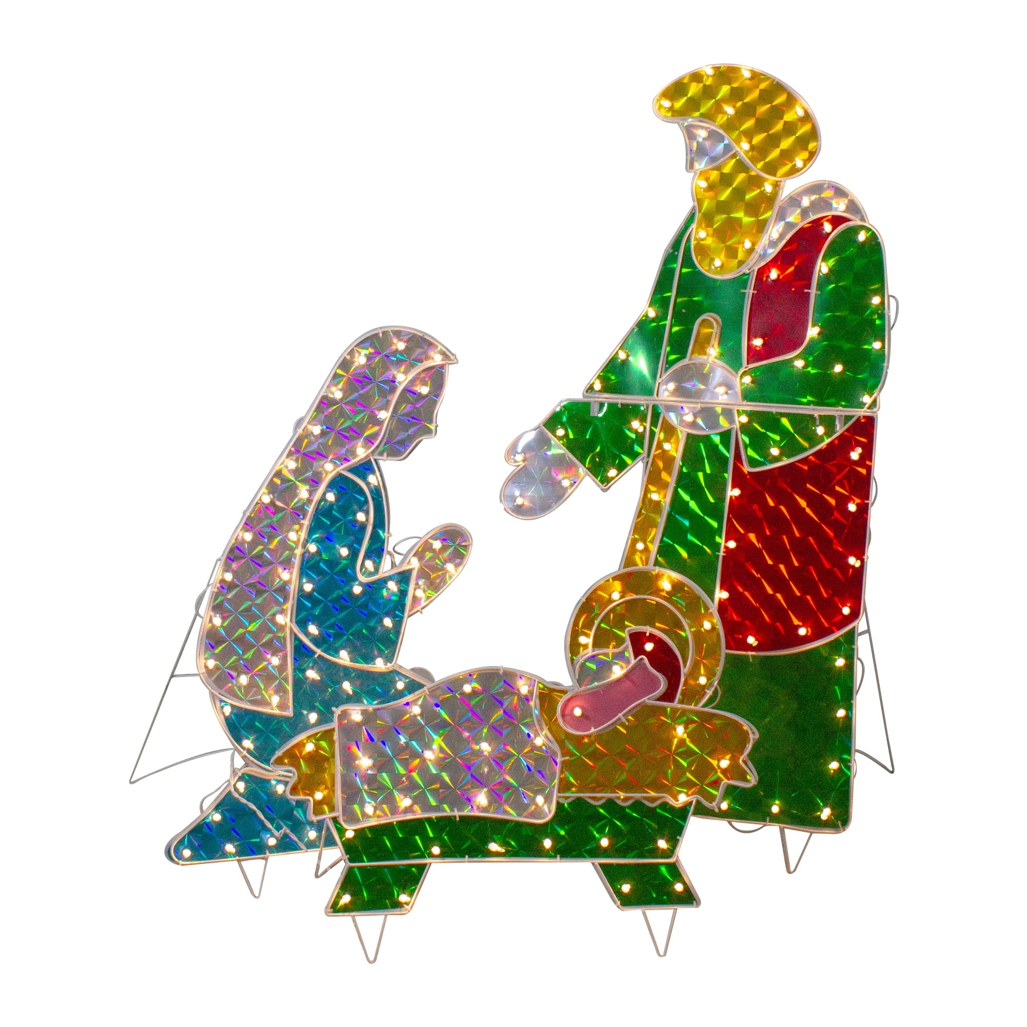3-Piece Lighted Holographic Christmas Nativity Set Outdoor Decoration - 40"