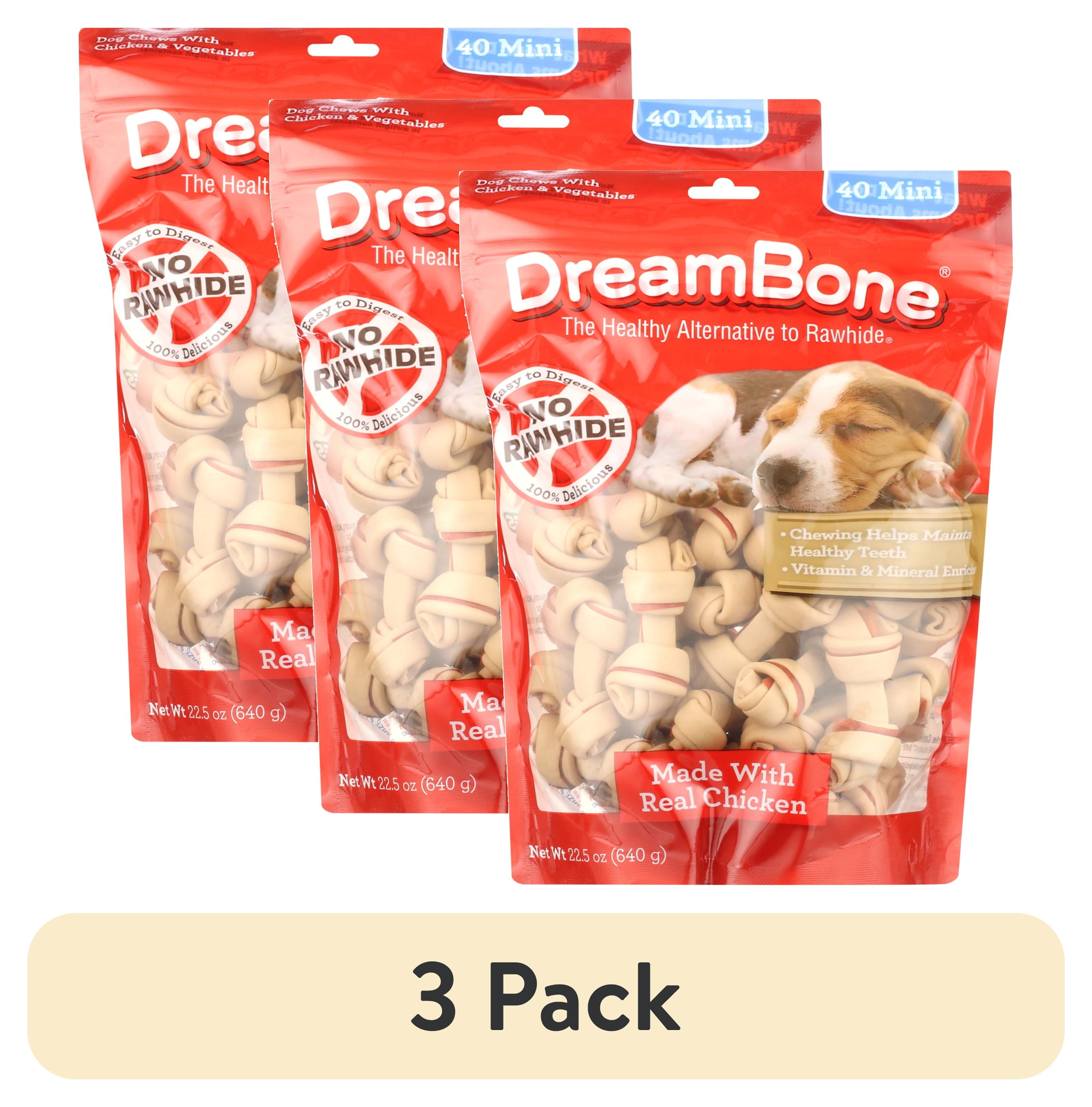 (3 pack) DreamBone Chicken Flavored Rawhide-Free Dog Chews, Mini, 22.5 Oz. (40 Count)