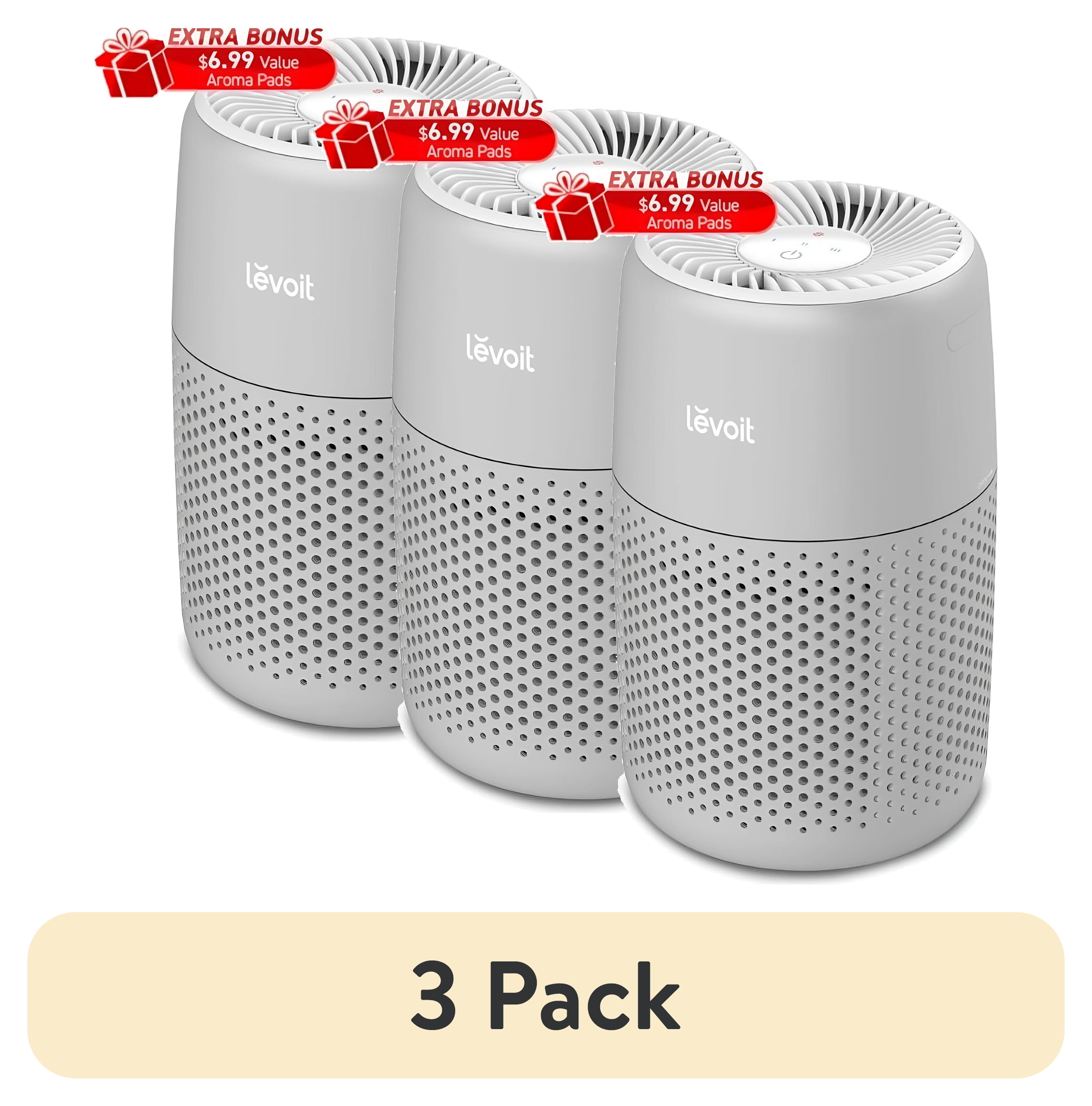 (3 pack) Levoit Core Mini-P 3-Stage Filter Air Purifier with Aromatherapy, Ideal for Rooms up to 255 sq ft, Gray