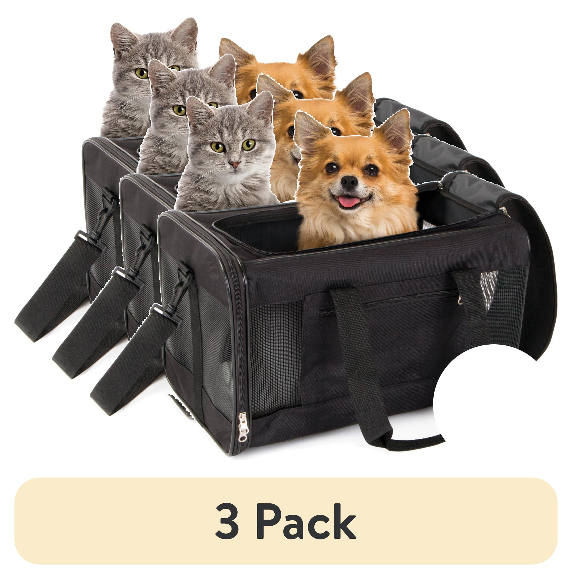 (3 pack) TrustyPup Easy Explorer Medium Guaranteed On-Board Travel Pet Carrier, Black, 16 lb Limit