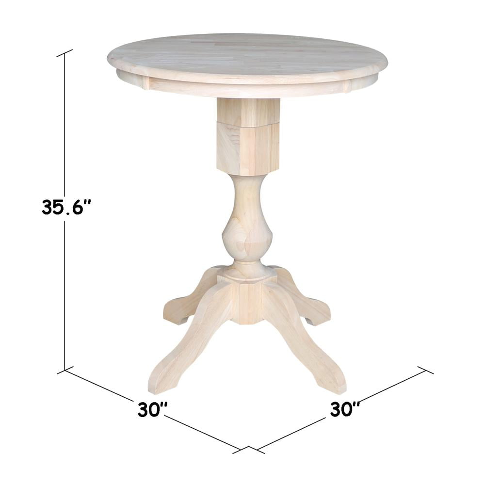 30" Round Top Pedestal Counter Height Table - Unfinished