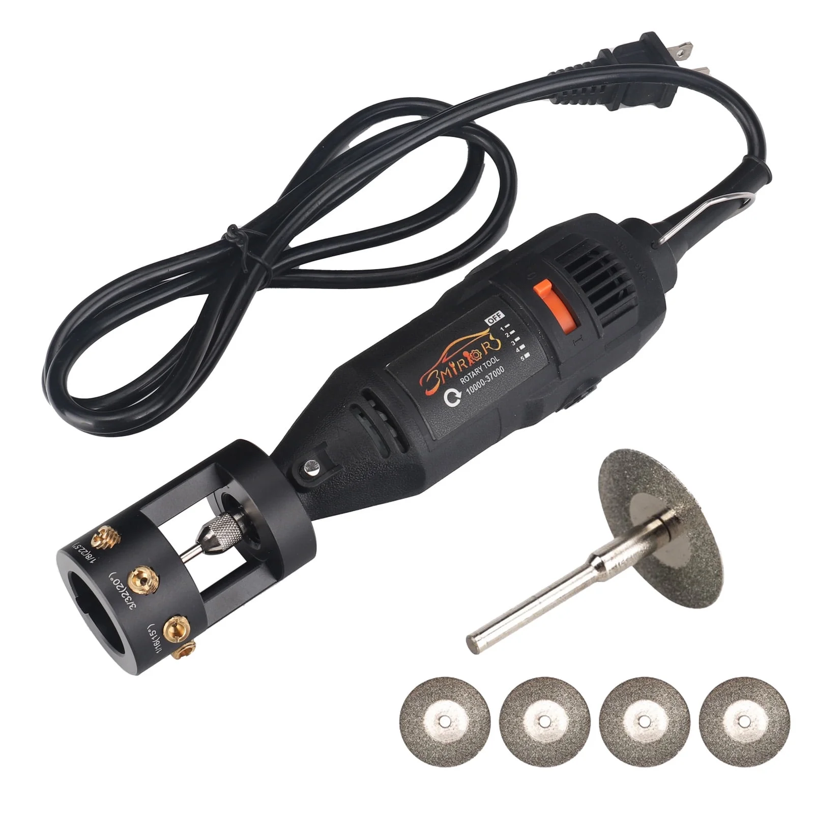 3mirrors ALUMINUM Tungsten Electrode Sharpener Grinder TIG Welding Rotary Tool w/Flat Grinding Block, Cut-Off Slot, Multi-Angle & Offsets, 4 Screw Holes - Exchangeable Guides Edition