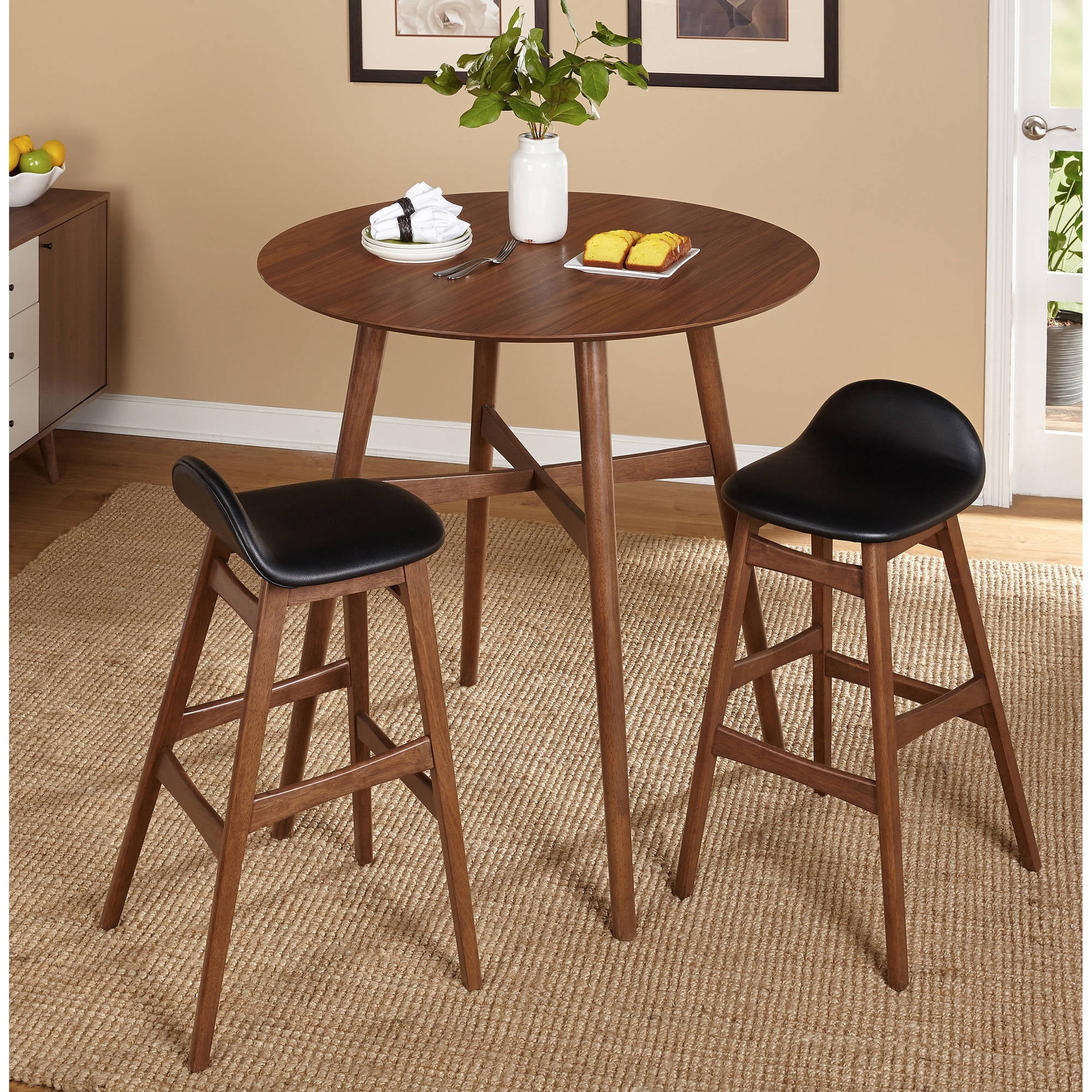3pc Ferris Mid-Century Pub Set, Black
