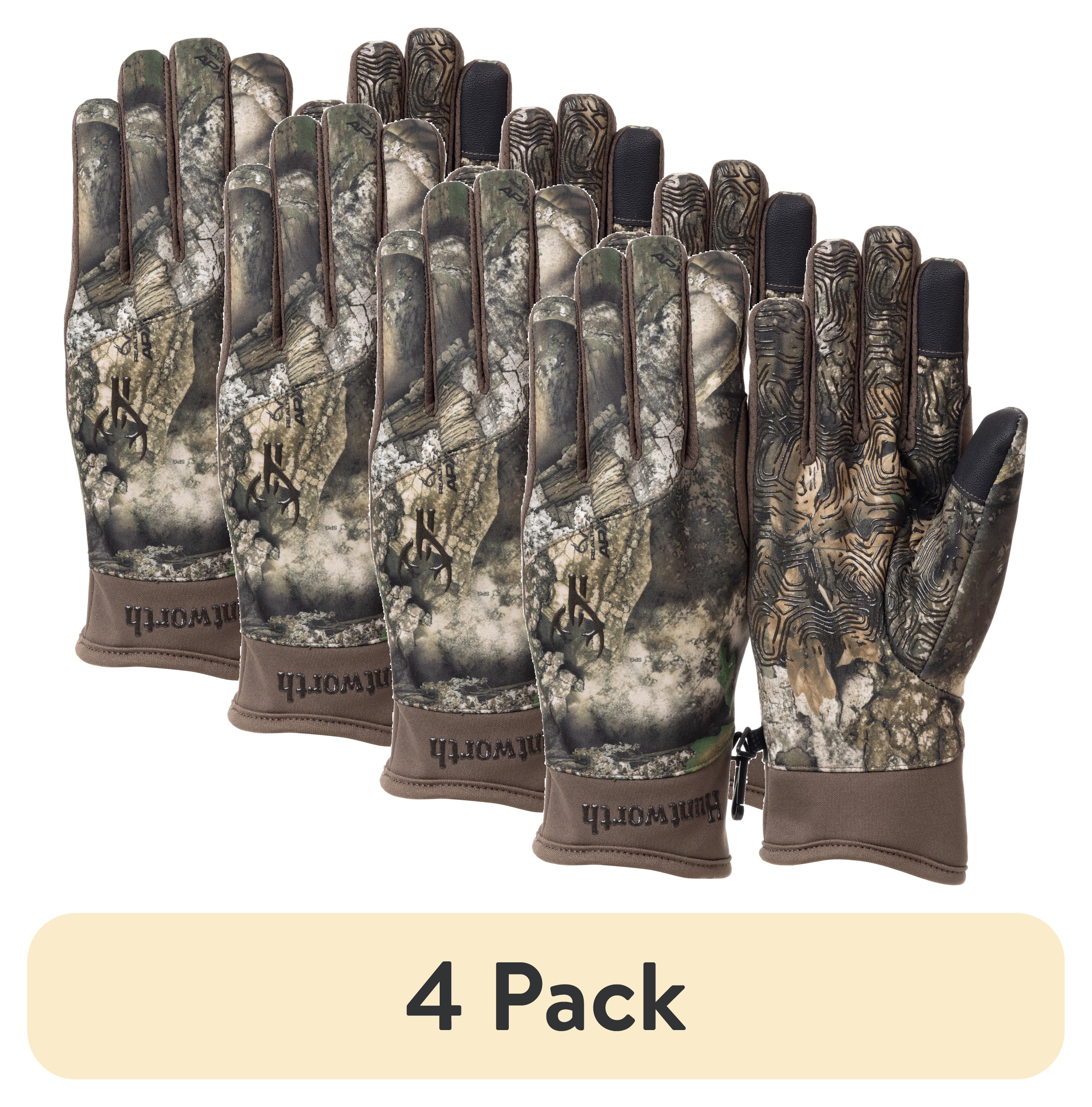 (4 pack) Huntworth Men's Gunner Midweight Hunting Gloves, Realtree APX, Size m/l