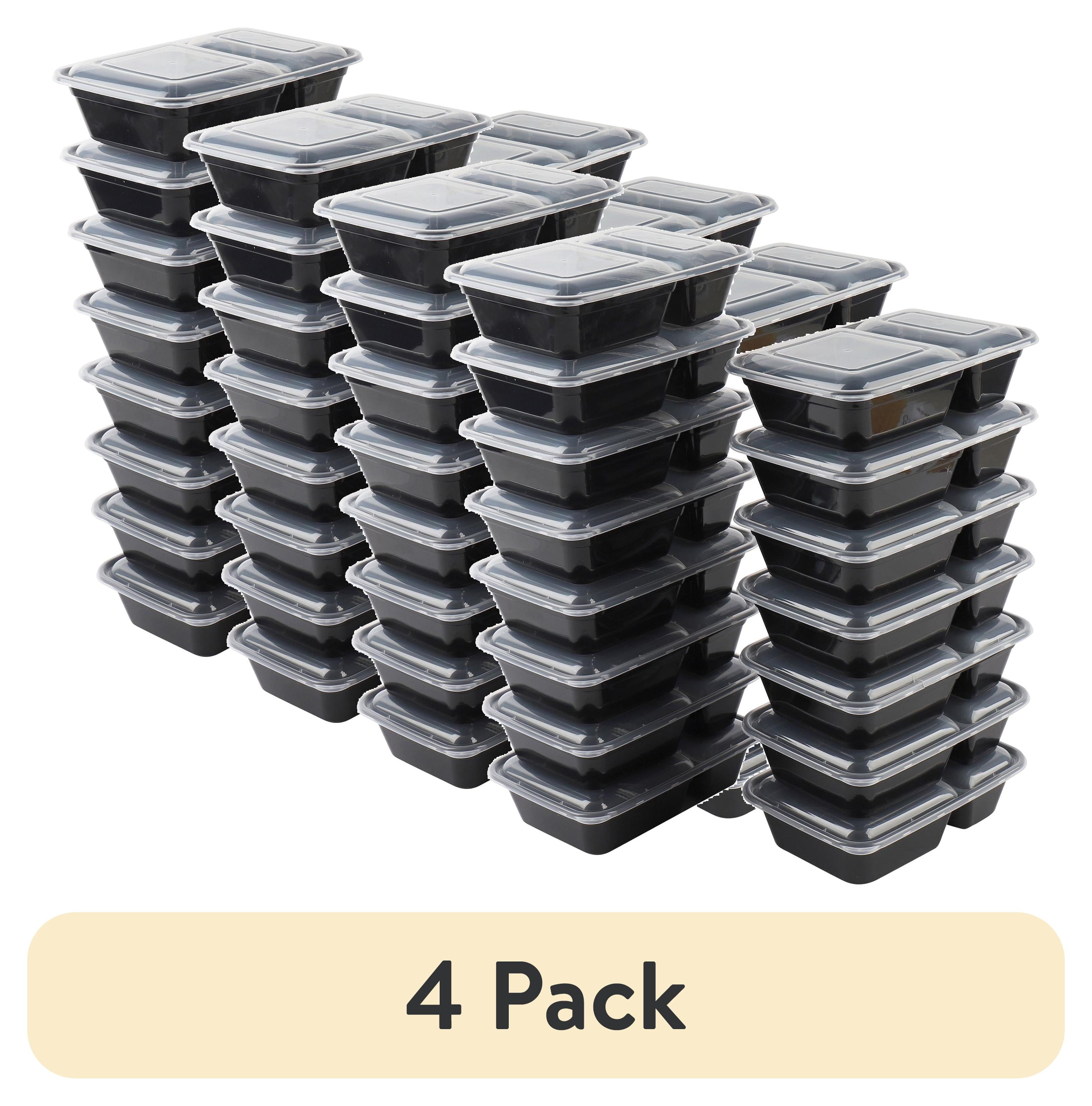 (4 pack) Mainstays 60 Piece Meal Prep Food Storage Containers, 15Pack 1L plus 15Pack 900ml