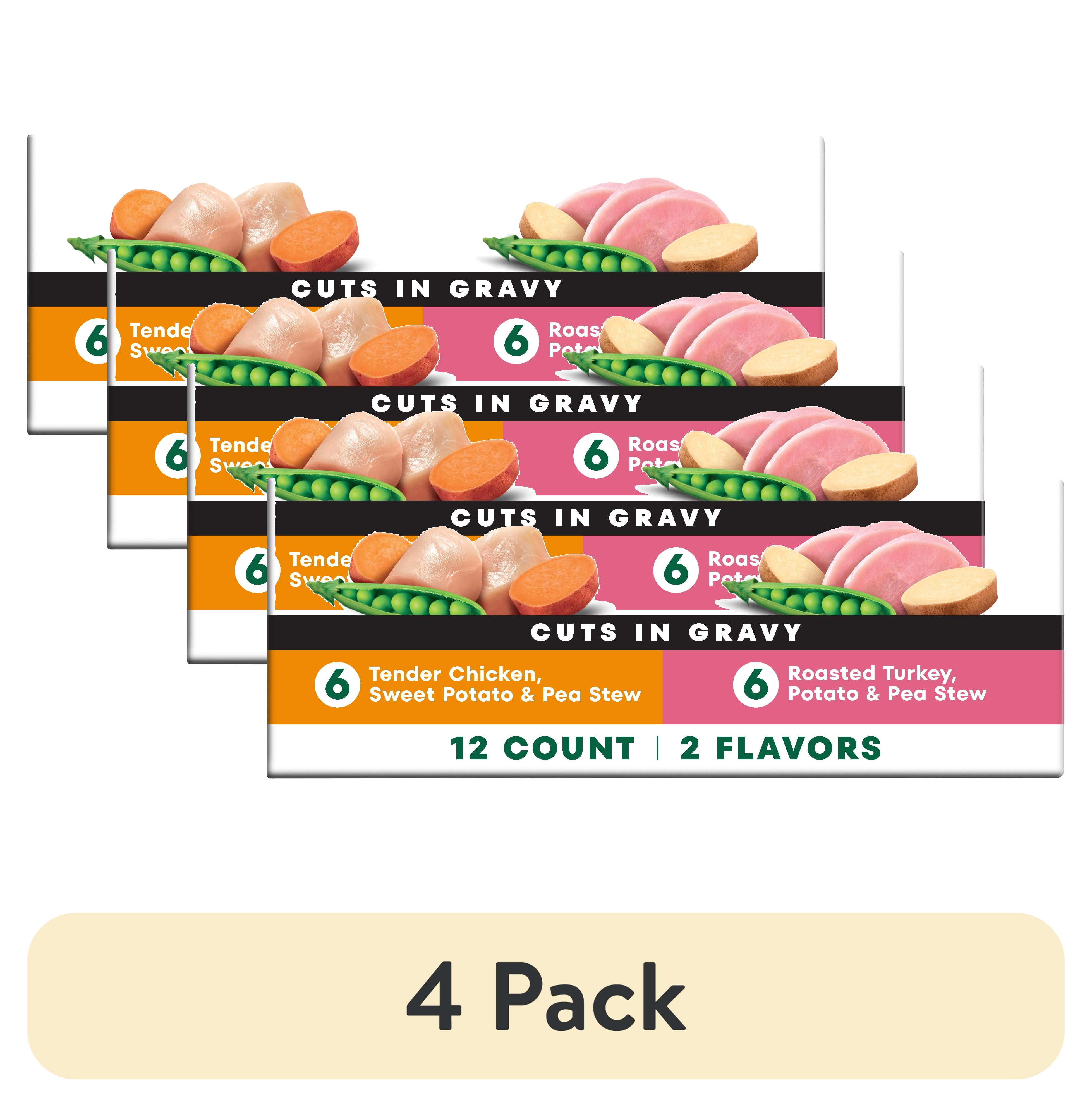 (4 pack) Nutro Cuts in Gravy Natural, Grain-Free Wet Dog Food Variety Pack, (12 Pack) 3.5 oz. Trays