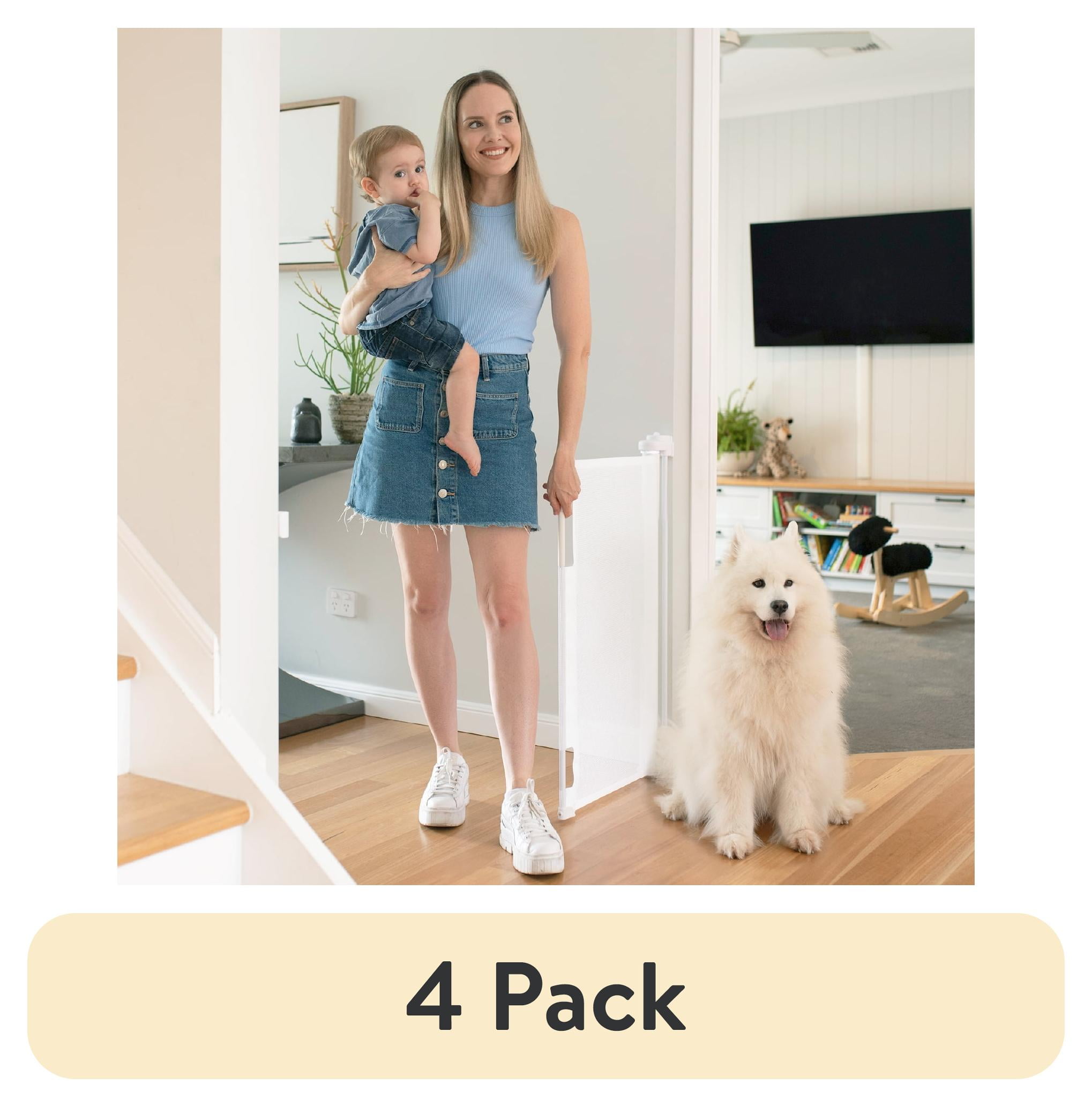 (4 pack) Perma Child Safety 71 in. Wide x 33 in. Tall White Retractable Baby Gate