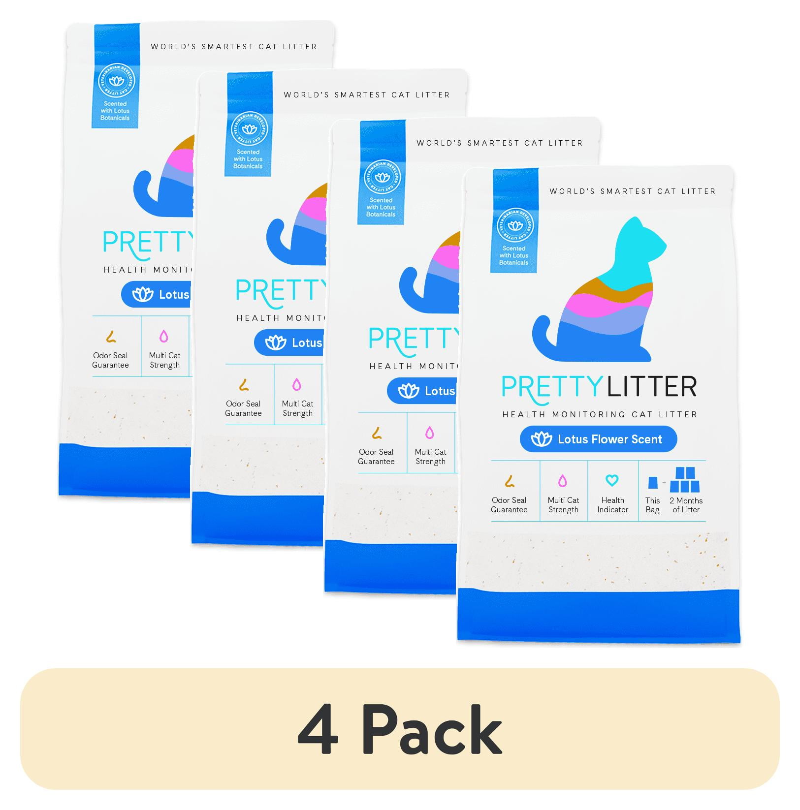 (4 pack) PrettyLitter Health Monitoring Cat Litter, Lotus Flower Scent, 8lb