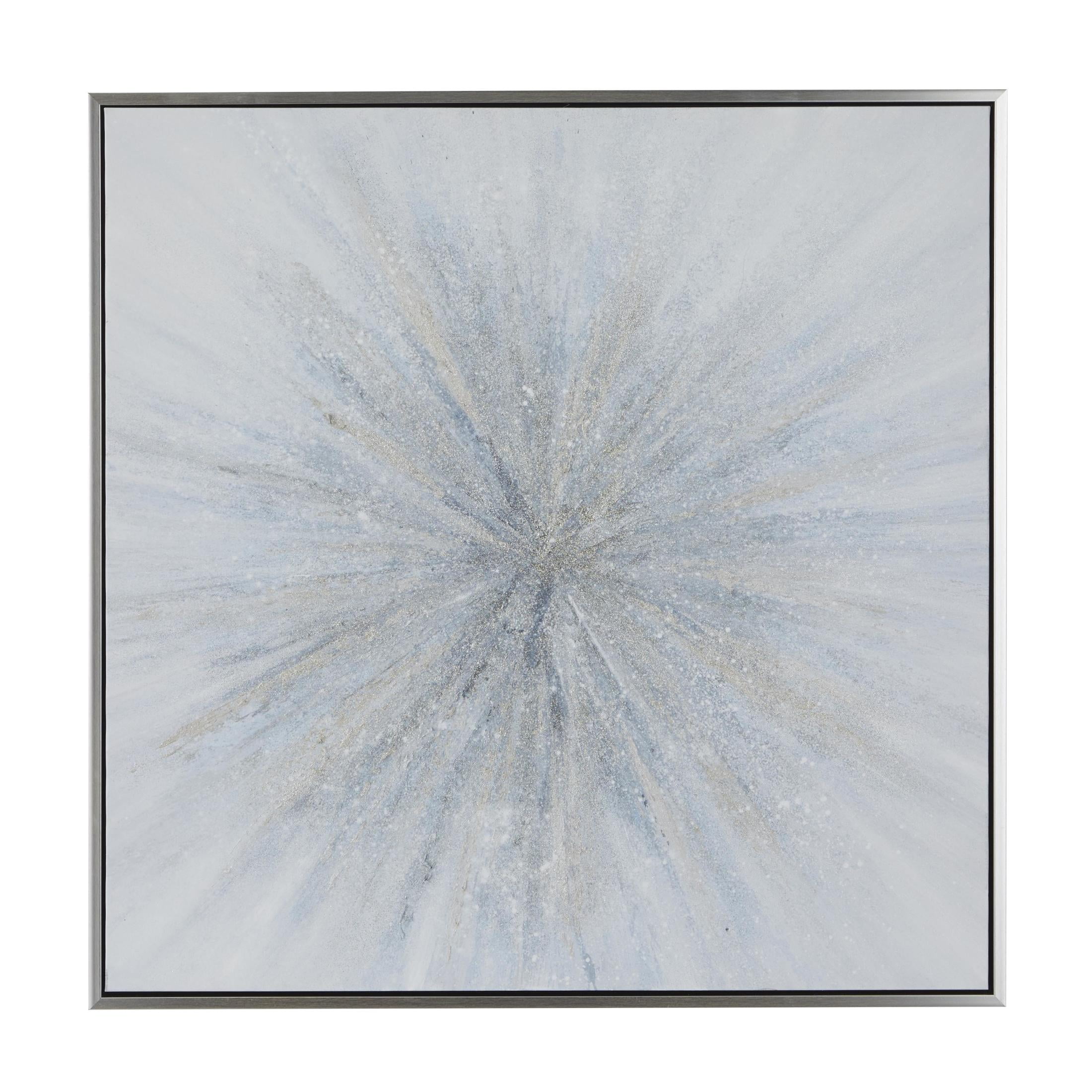 47" x 47" Radial Starburst Framed Wall Art with Silver Frame, by DecMode