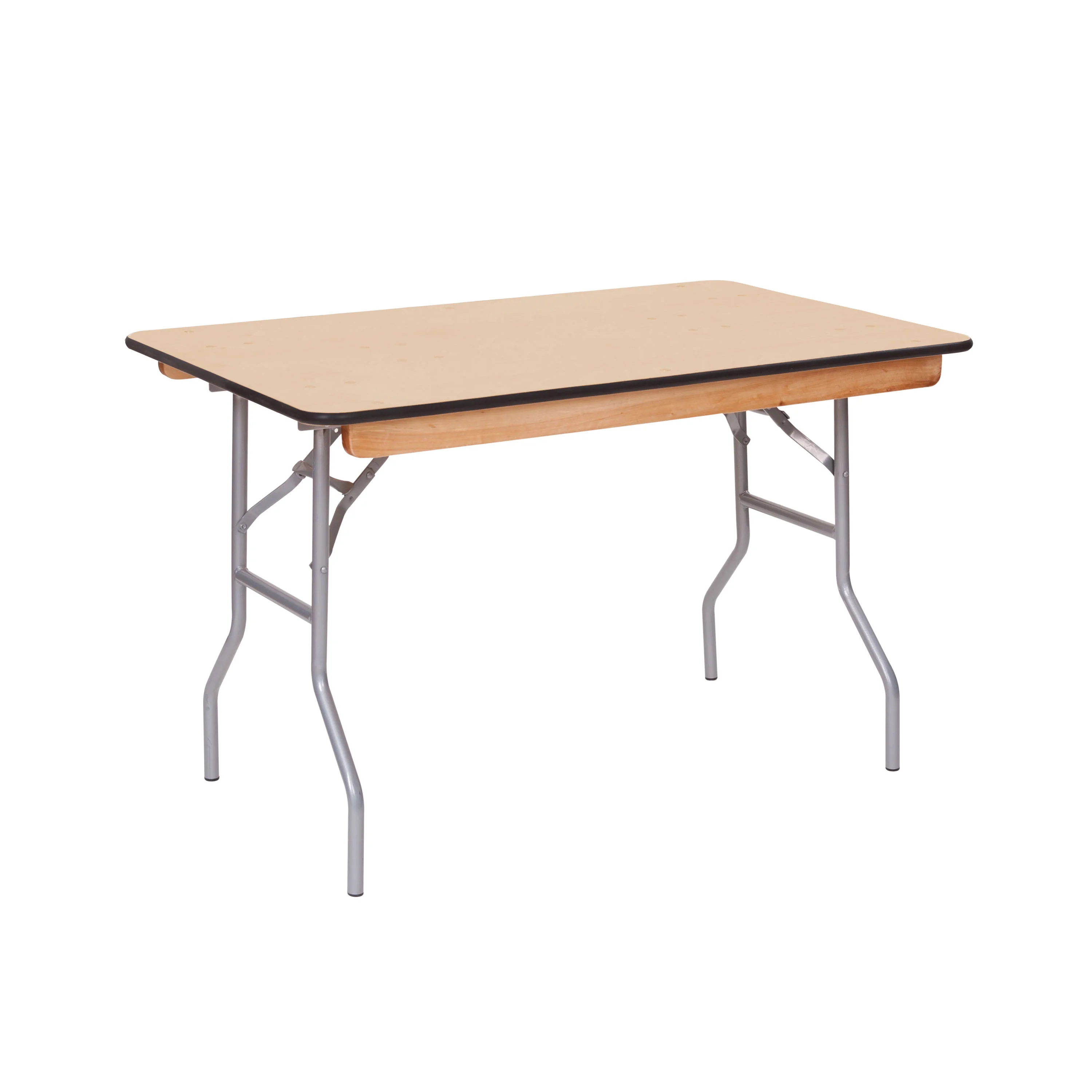 48 inch x 30 inch WFT Series Birch Wood Rectangle Folding Table - Rubber Edge